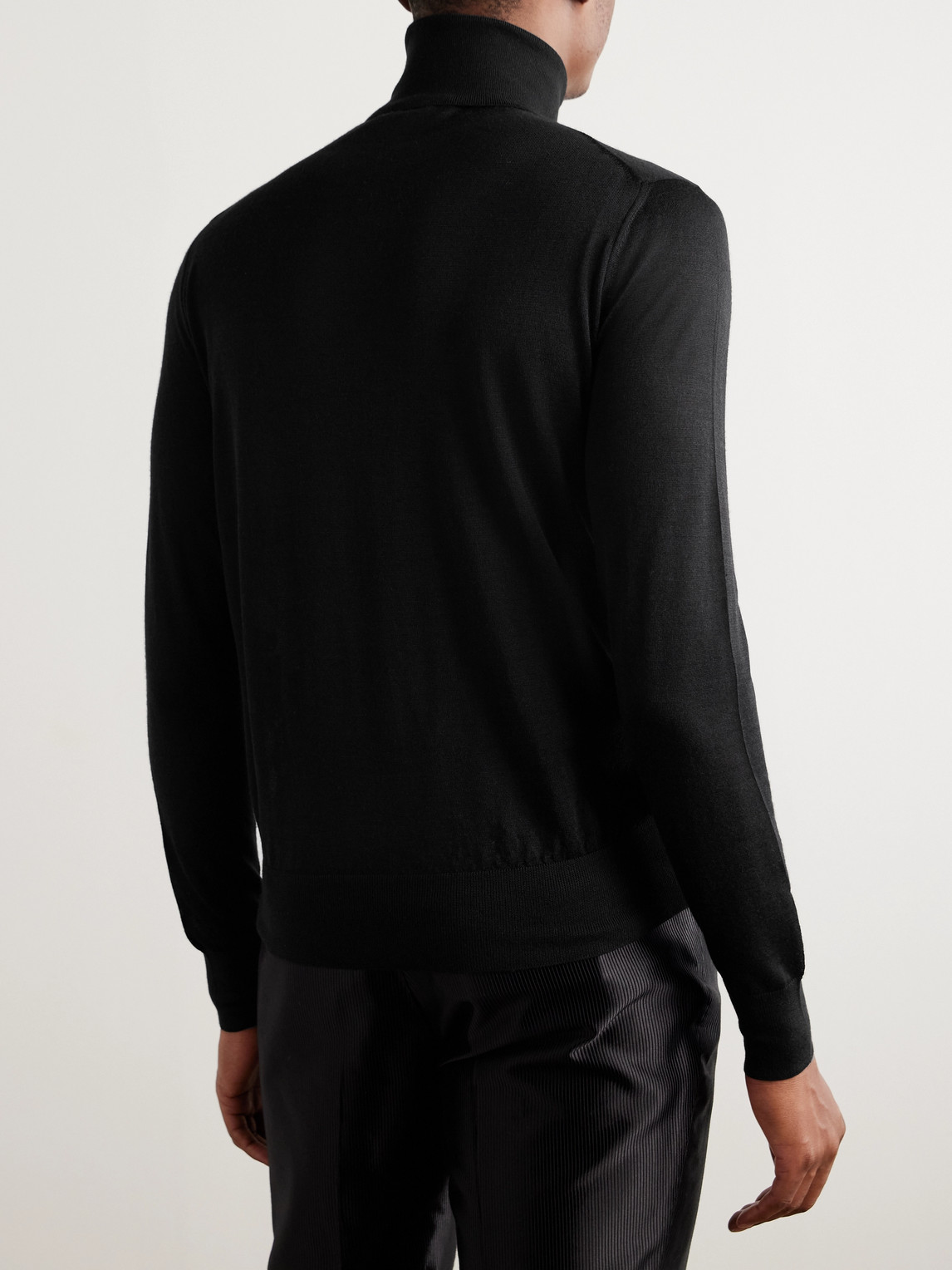 Shop Tom Ford Cashmere And Silk-blend Rollneck Sweater In Black