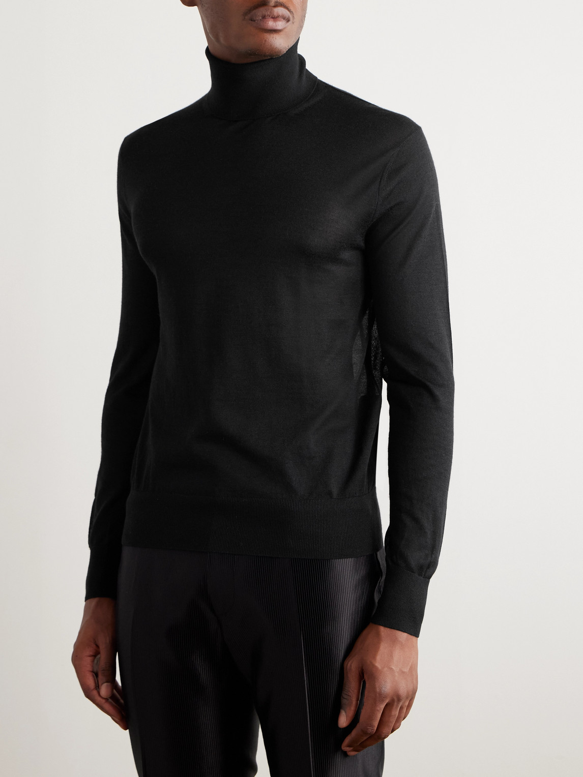 Shop Tom Ford Cashmere And Silk-blend Rollneck Sweater In Black