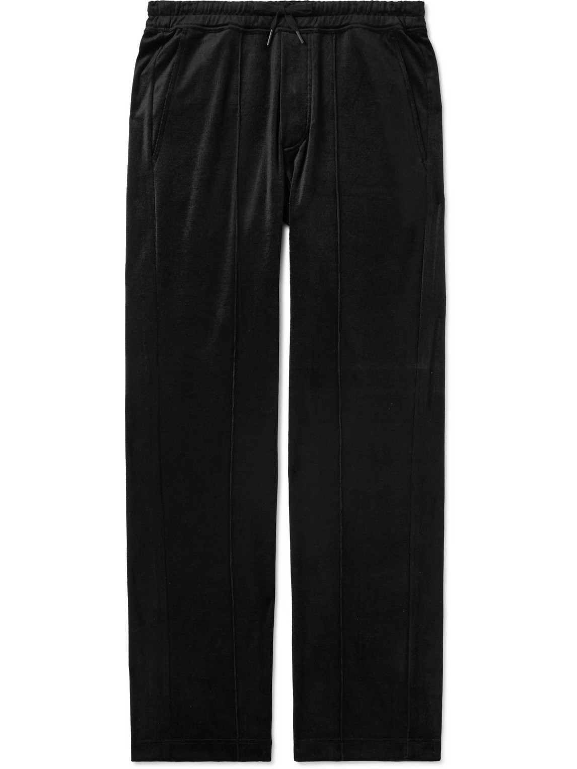 Tom Ford Wide-leg Silk And Cotton-blend Velvet Trousers In Black