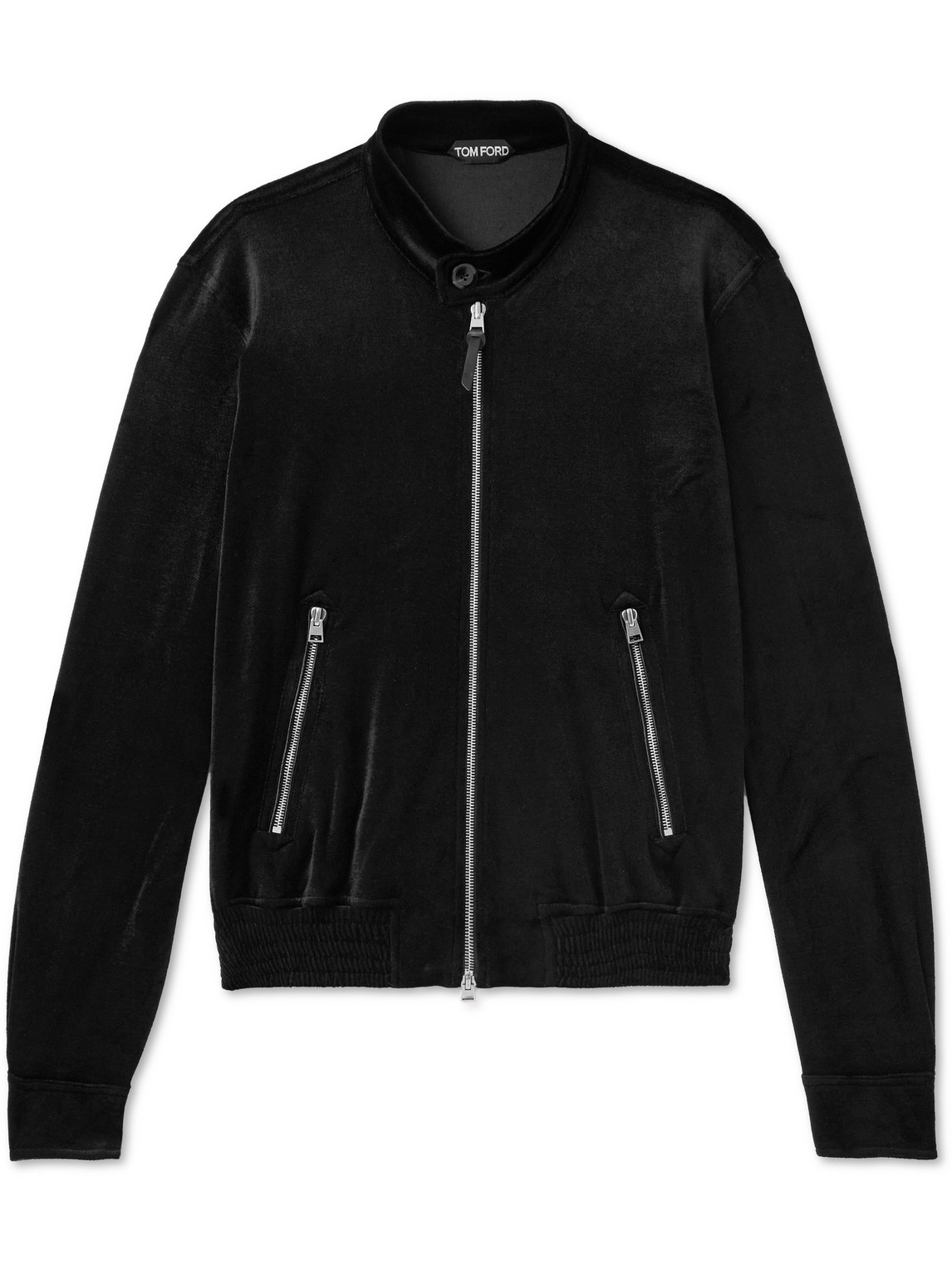 Tom Ford Silk And Cotton-blend Velvet Track Jacket In Black