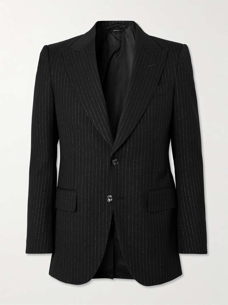 Tom Ford — Dyylan Slim-Fit Pinstriped Metallic Wool-Blend Twill Suit Jacket