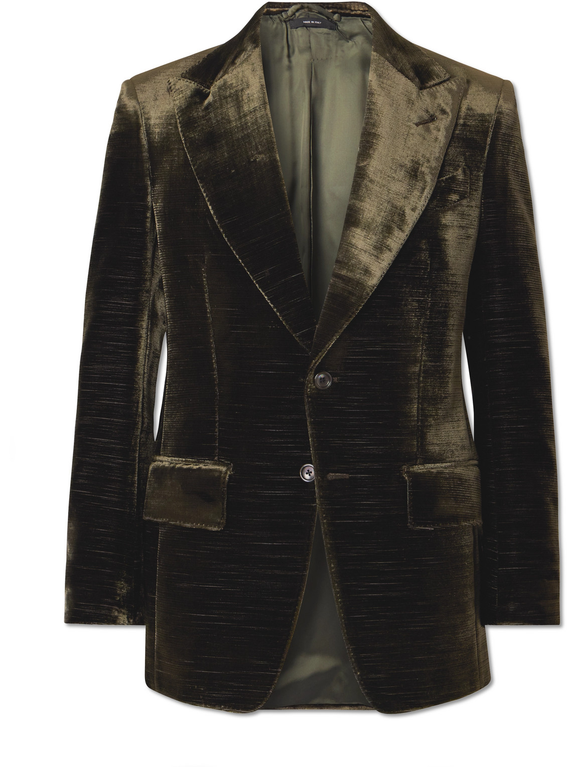 Tom Ford Atticus Slim-fit Cotton-velvet Blazer In Green