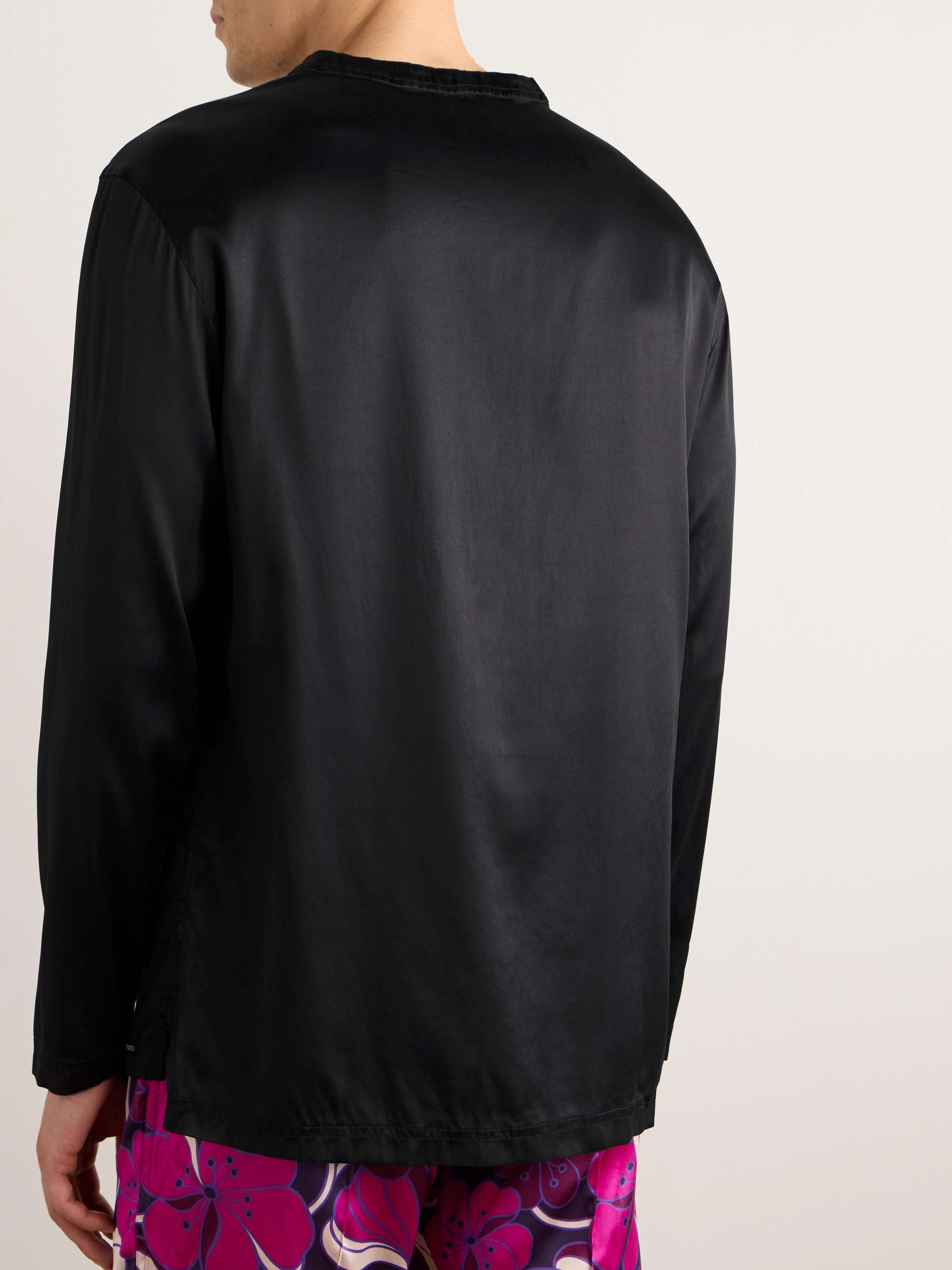 TOM FORD Maglia henley da pigiama in raso di seta stretch