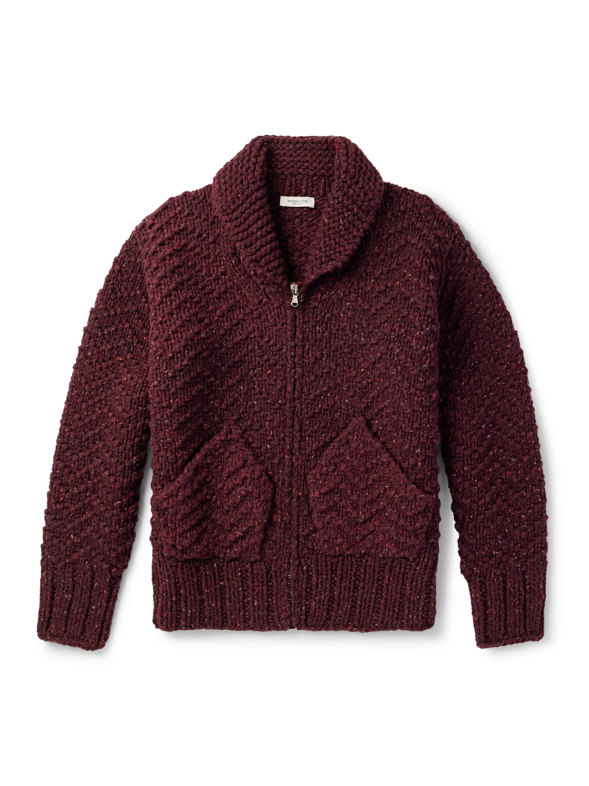 Shawl-Collar Merino Wool Zip-Up Cardigan
