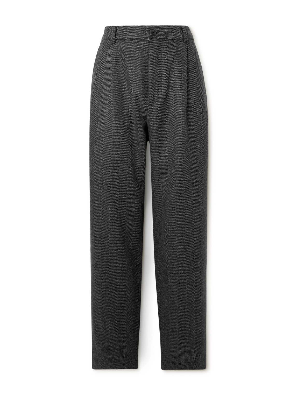 Traveler Straight-Leg Pleated Herringbone Wool and Cashmere-Blend Trousers