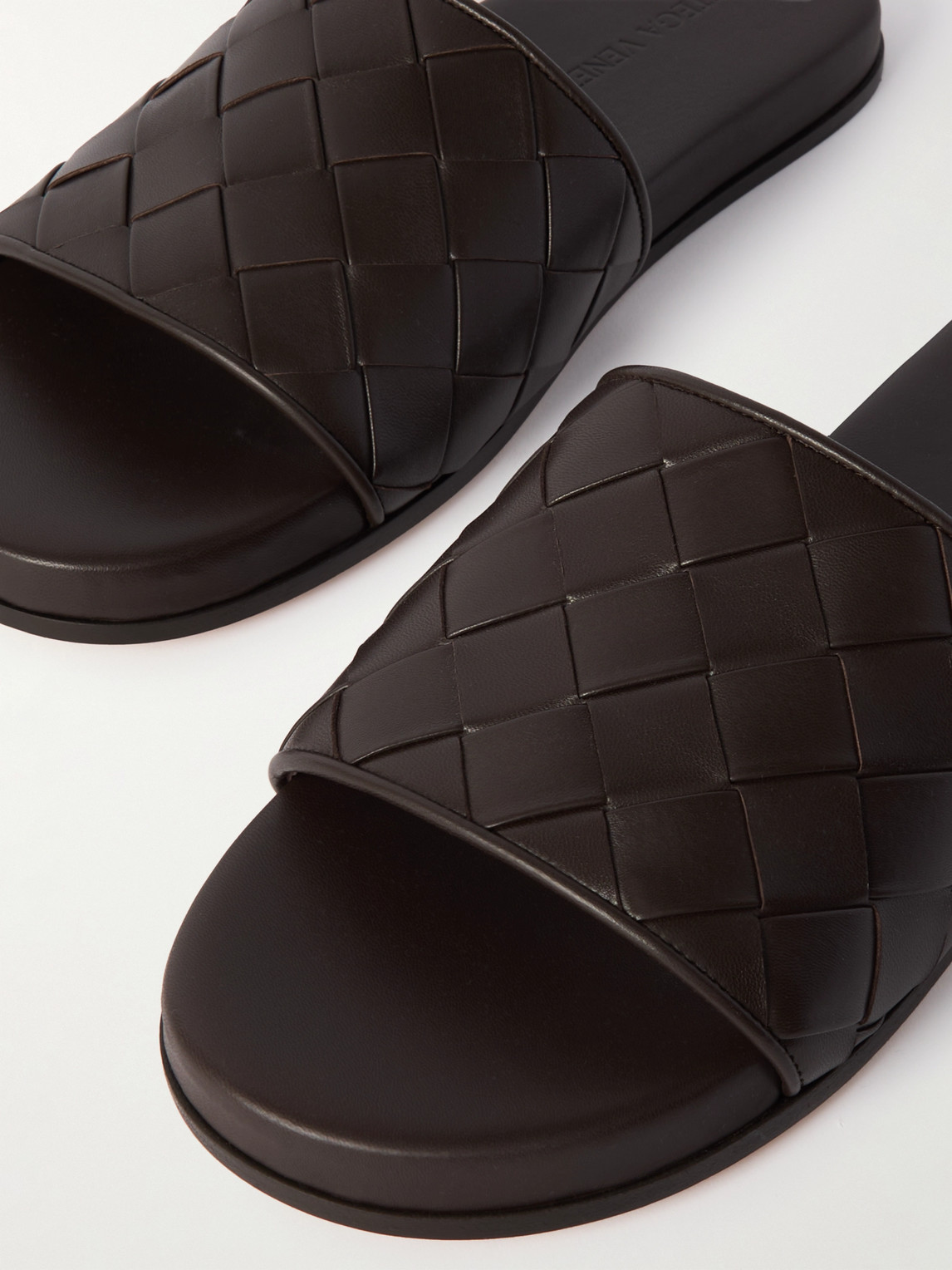 Bottega Veneta Sunday Intrecciato Leather Slides In Brown