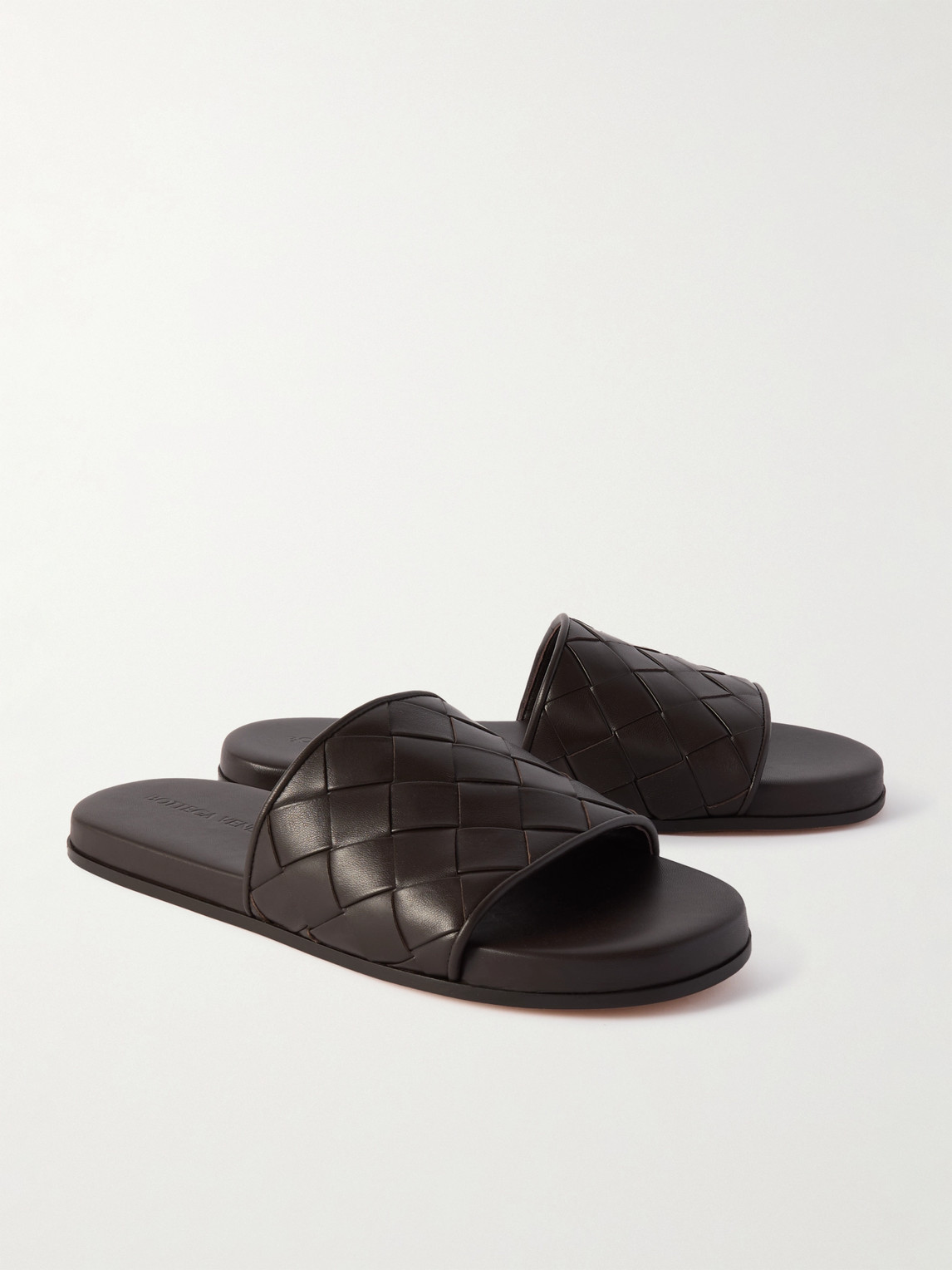 Bottega Veneta Sunday Intrecciato Leather Slides In Brown