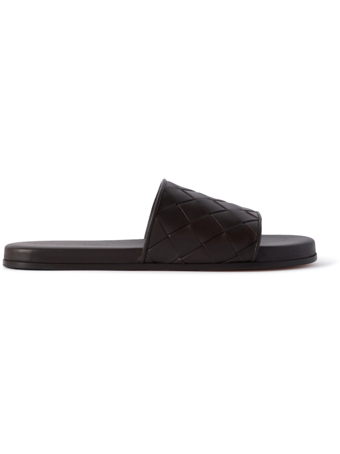 Bottega Veneta Sunday Intrecciato Leather Slides In Brown