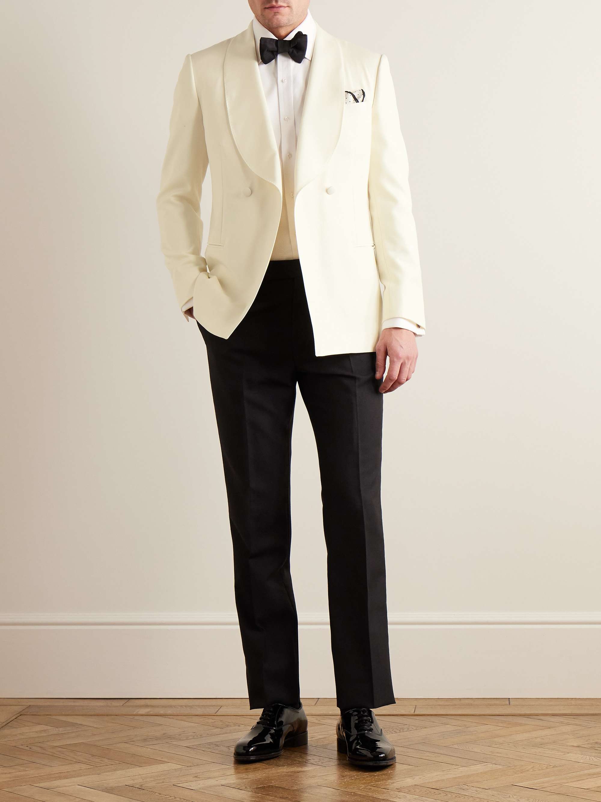 Men's One Button White Shawl Collar Tuxedo Suit – Brand New With Tags