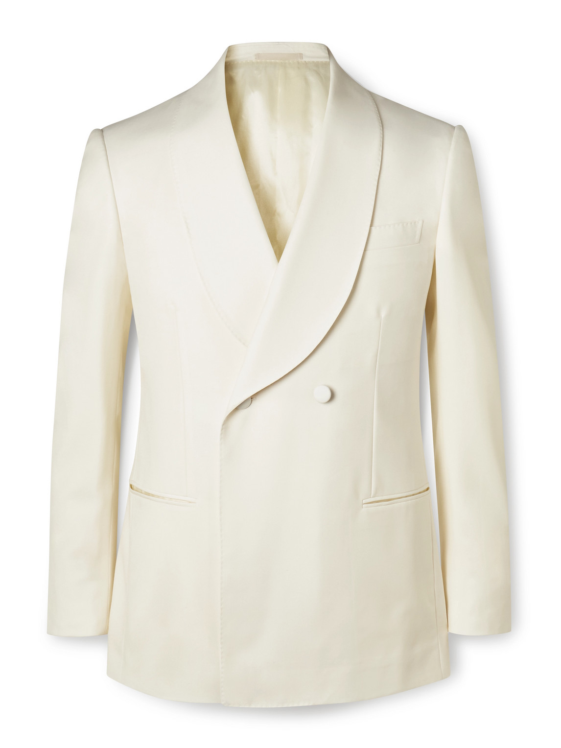 Kingsman Double-breasted Shawl-collar Wool Tuxedo Jacket In Neutrals