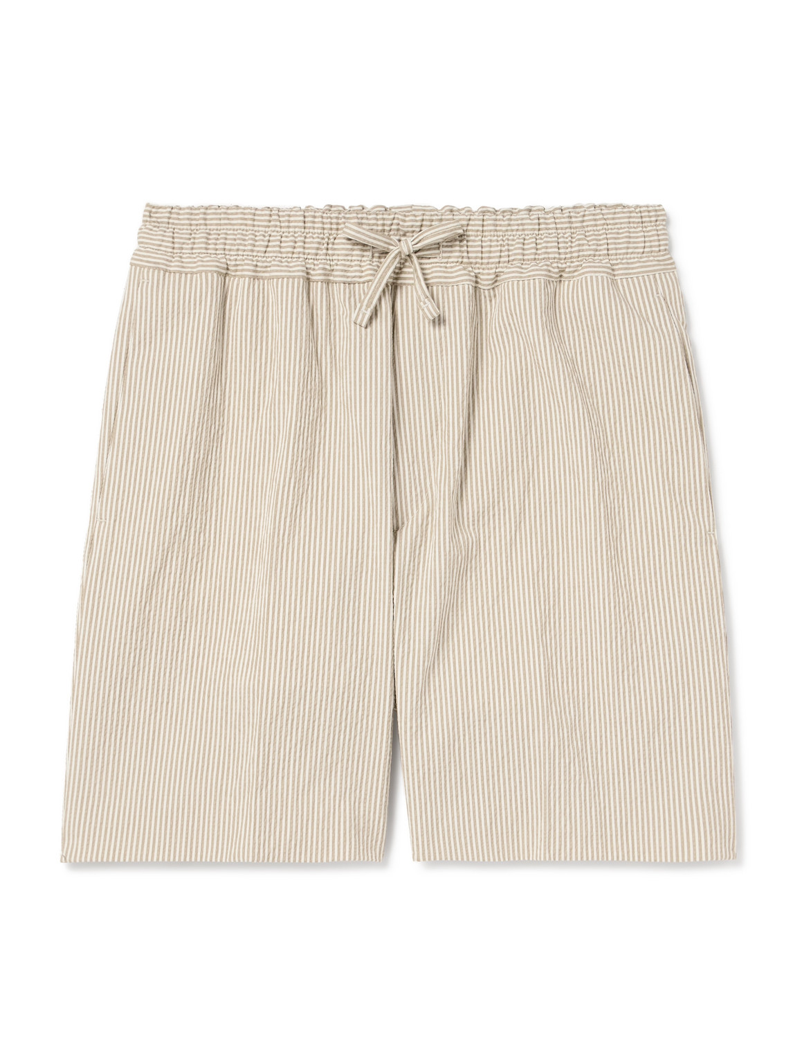 Straight-Leg Striped Cotton-Blend Seersucker Drawstring Shorts