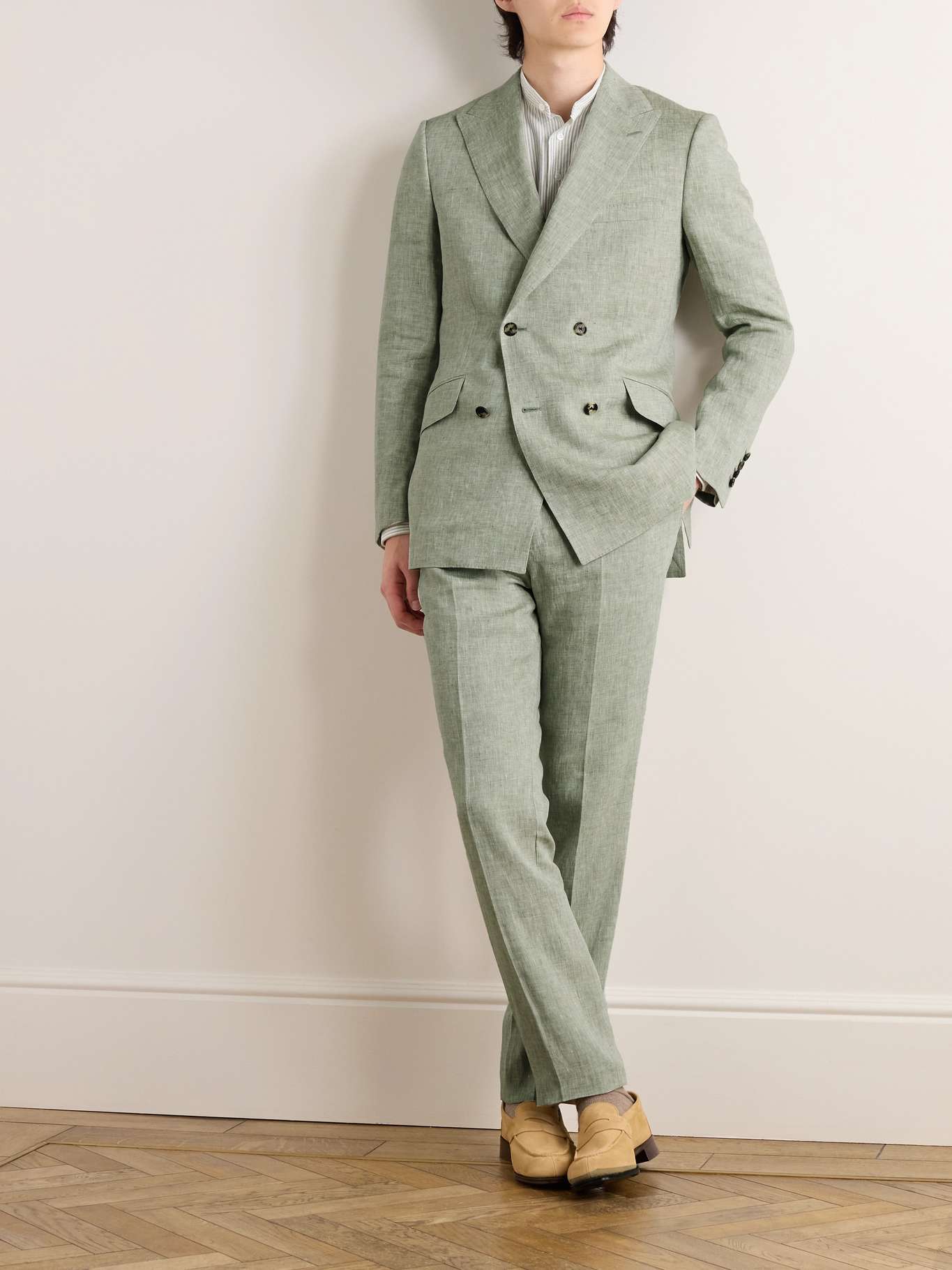 Men's Black Linen Double Breasted Suits Jacket Blazer ~ Sport coat main image 1