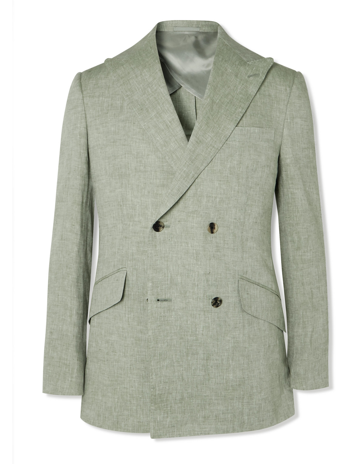 Double-Breasted Linen Suit Jacket