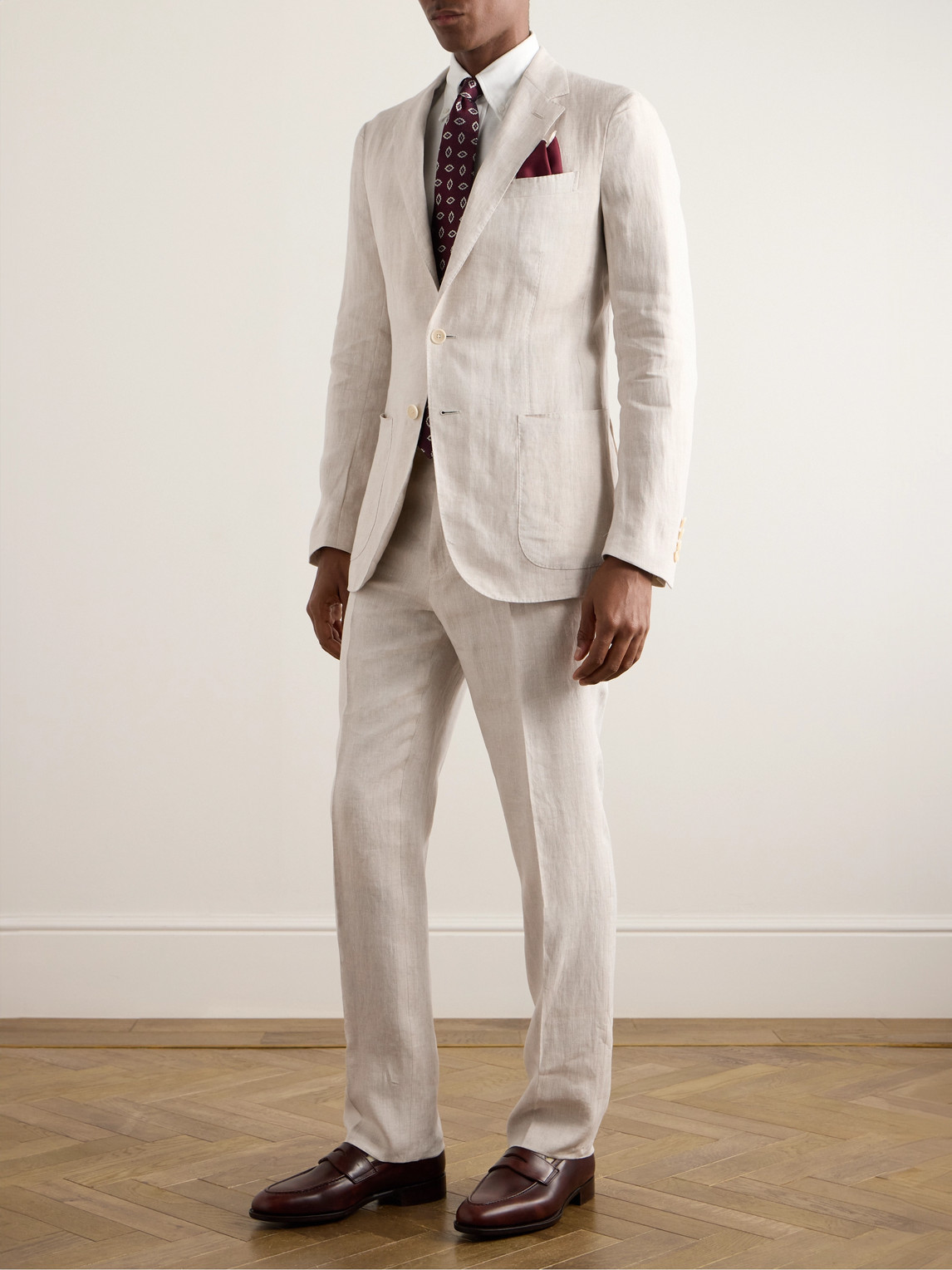 Shop Kingsman Linen Suit Jacket In Neutrals