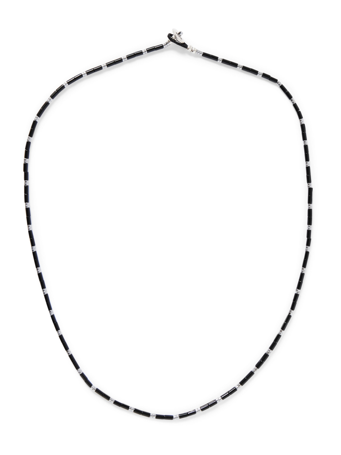 Mikia Onyx, Hematite And Silver Beaded Necklace In Black