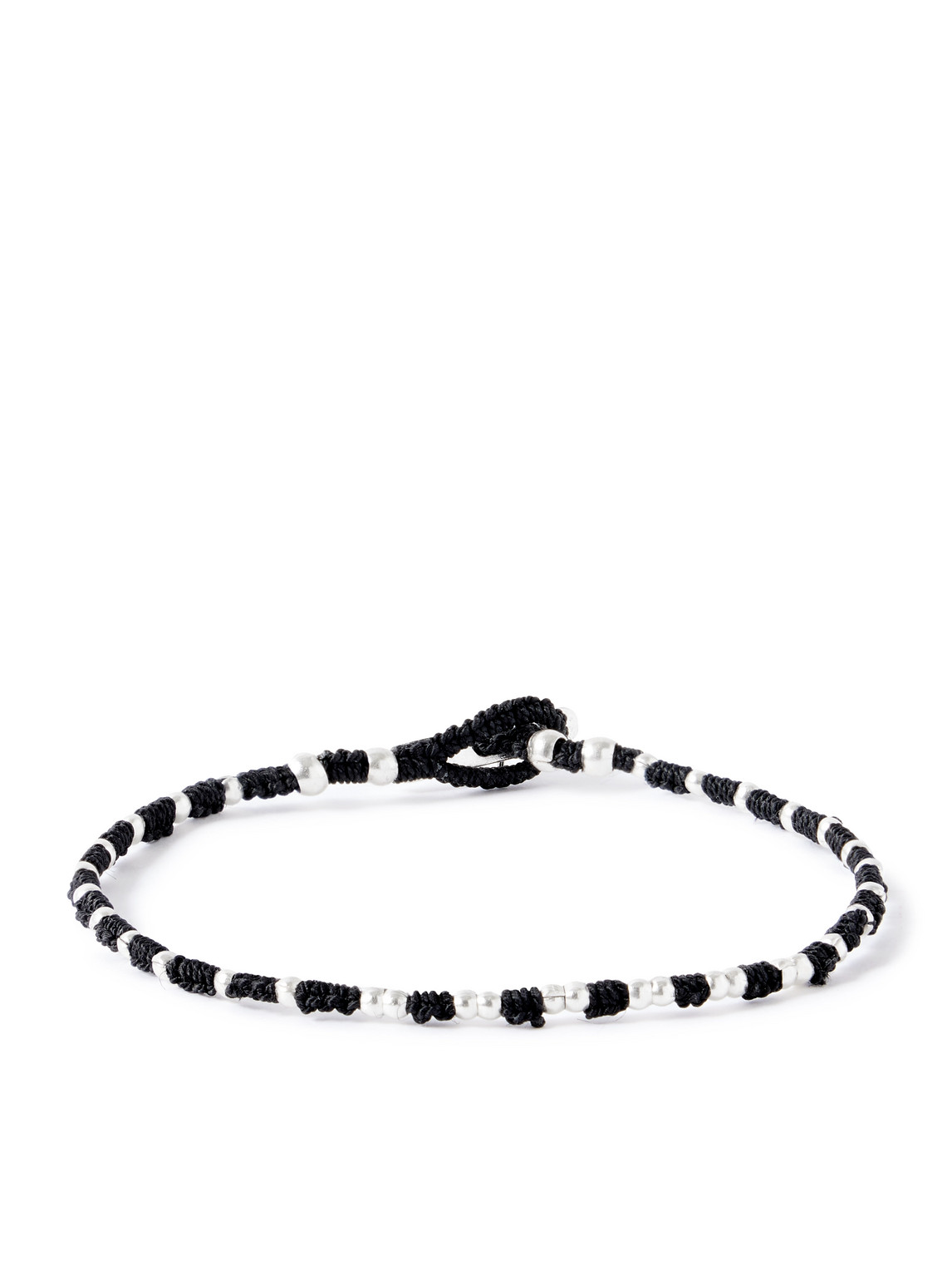 Mikia Silver Beaded Bracelet In Black