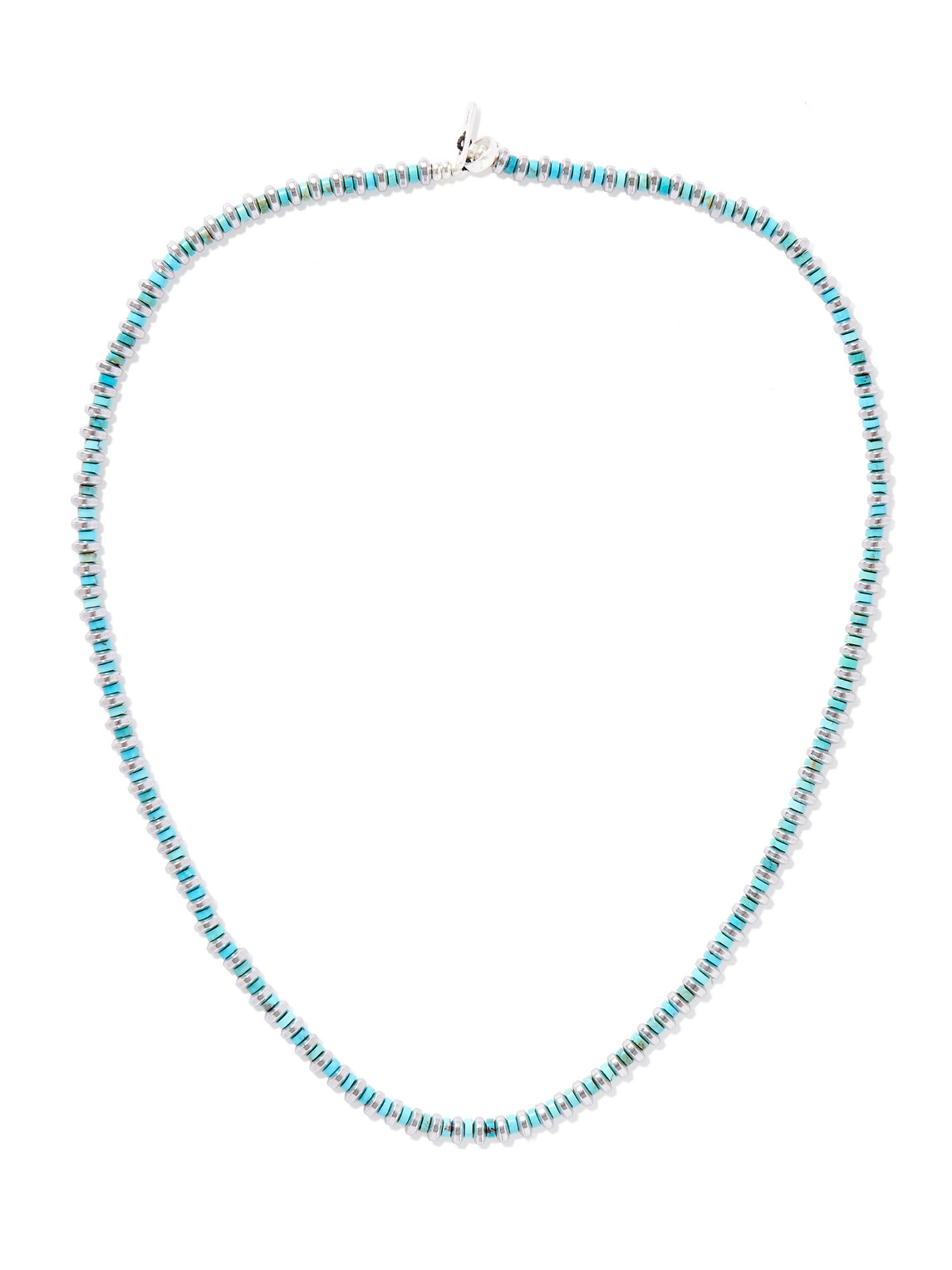 Mikia Silver, Hematite And Turquoise Necklace In Blue