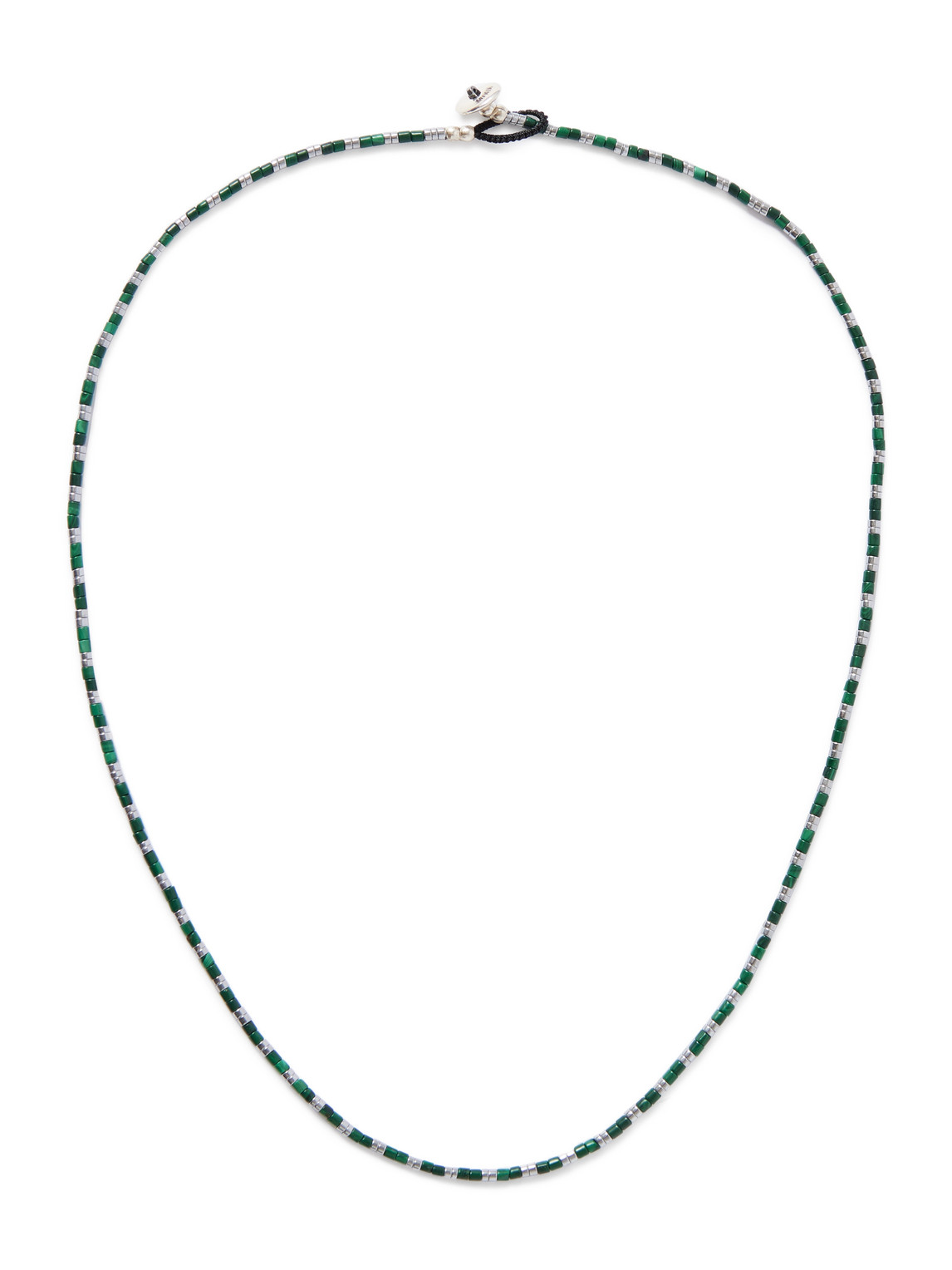 Mikia Malachite, Hematite And Silver Beaded Necklace In Green