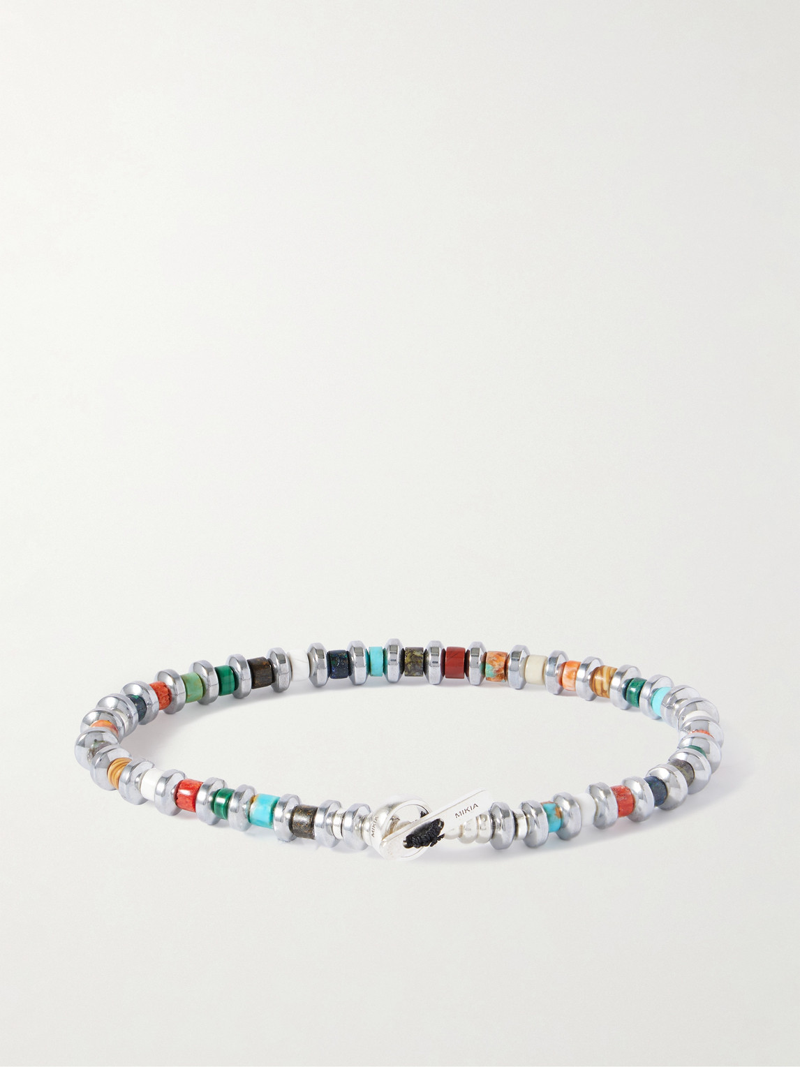  Mikia - Silver Multi-stone Beaded Bracelet - Men - Silver - M 