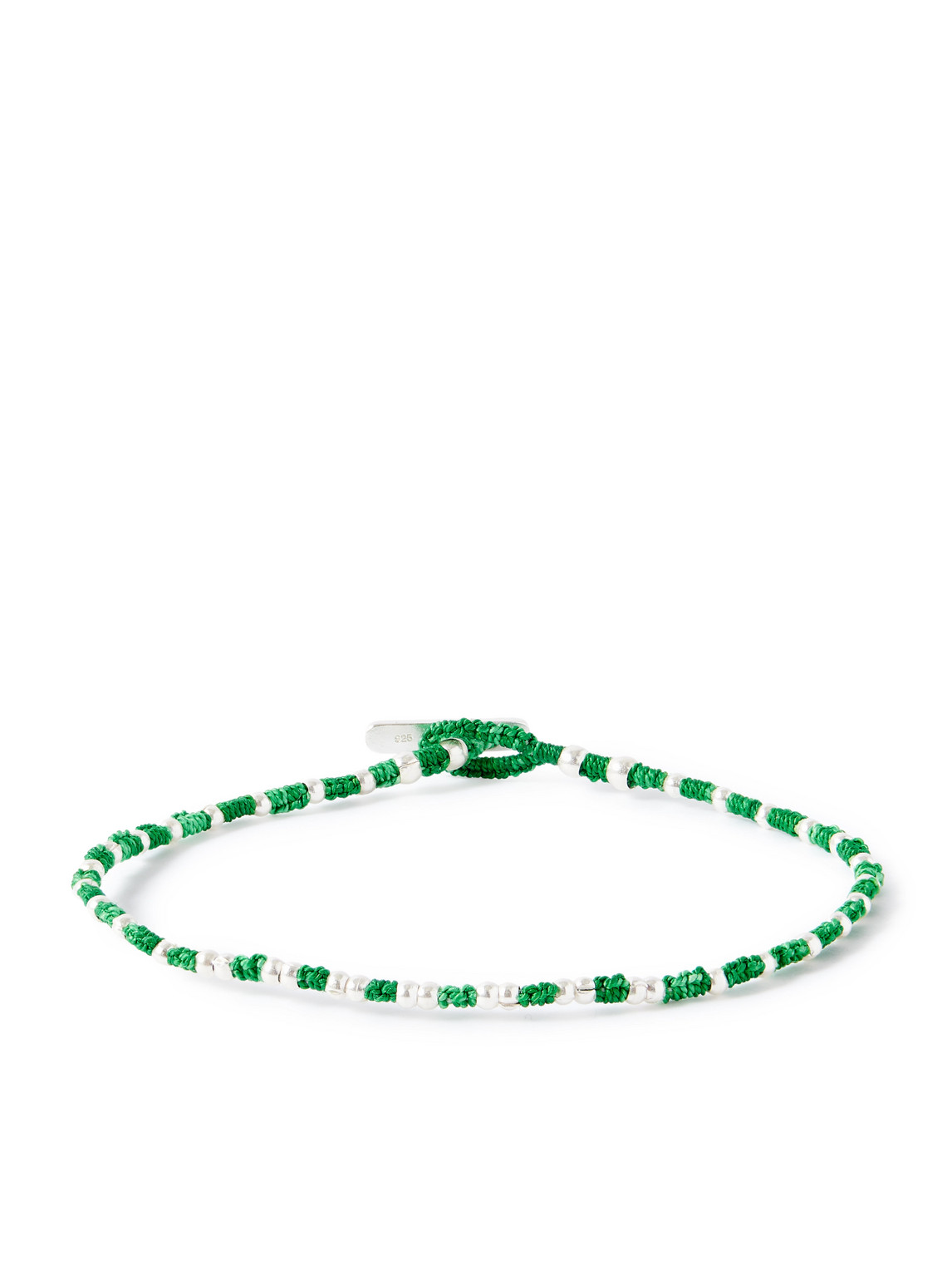 Mikia Silver Beaded Bracelet In Green