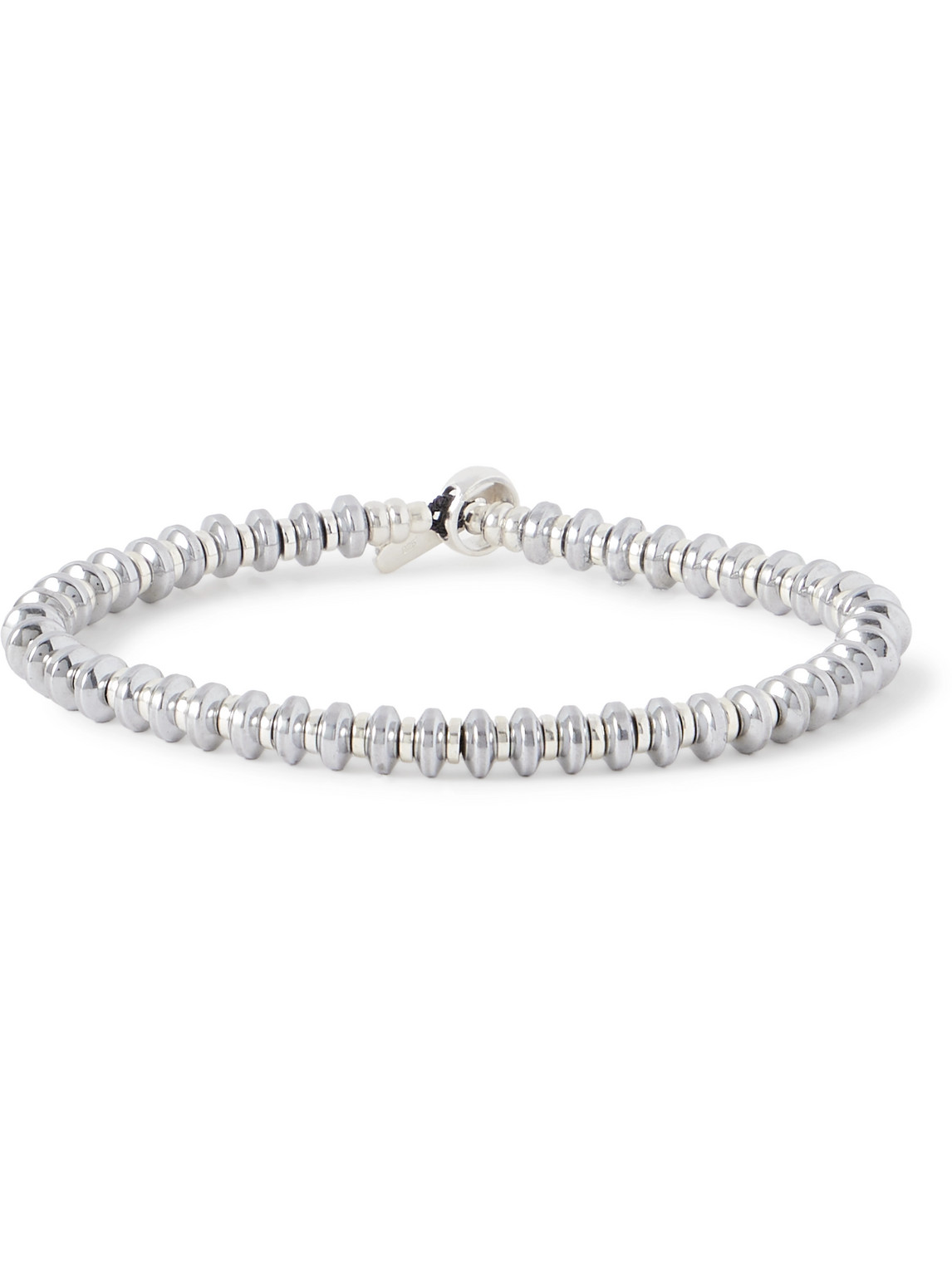 Mikia Silver Hematite Beaded Bracelet