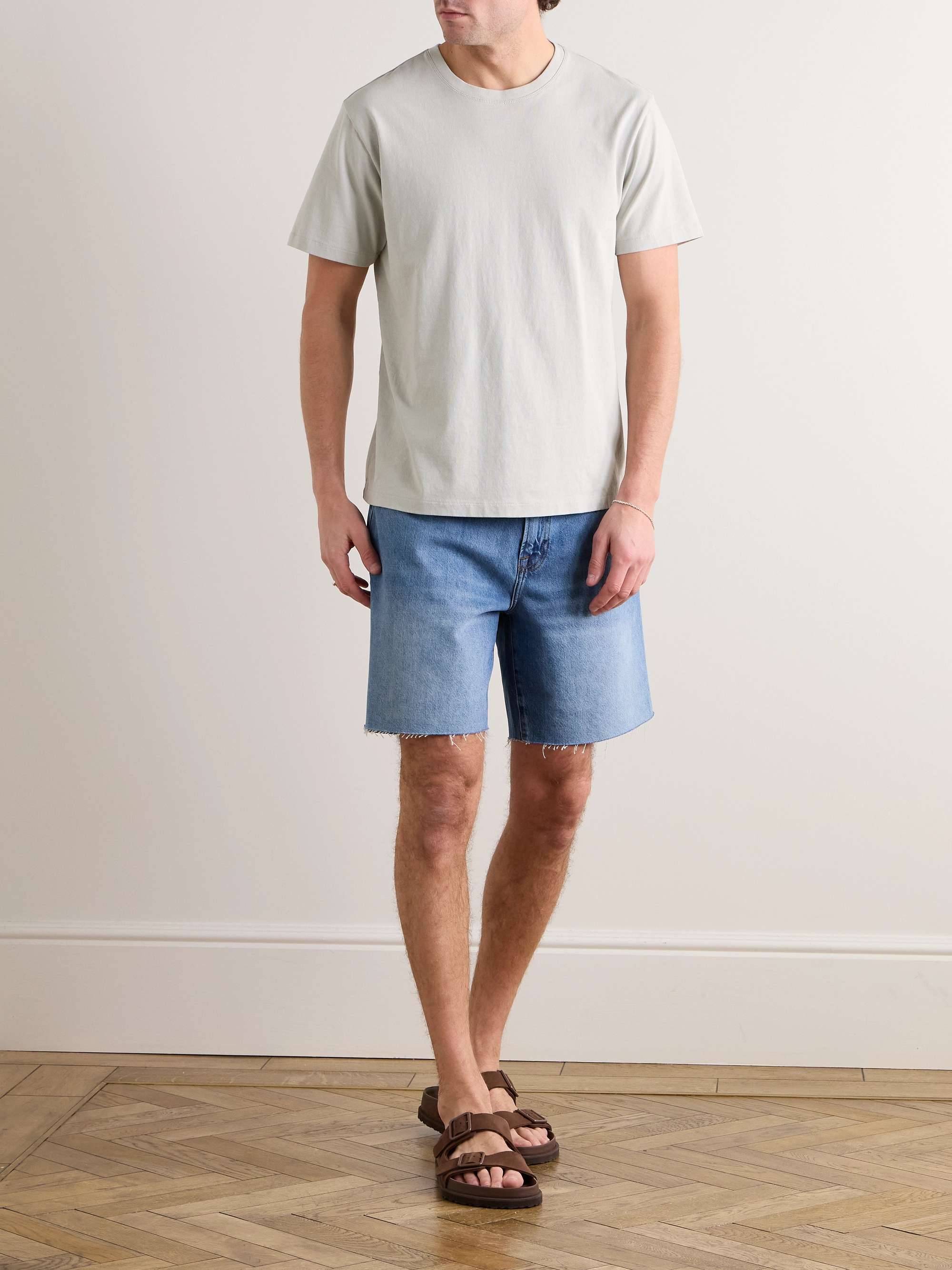 FRAME Logo-Embroidered Cotton-Jersey T-Shirt