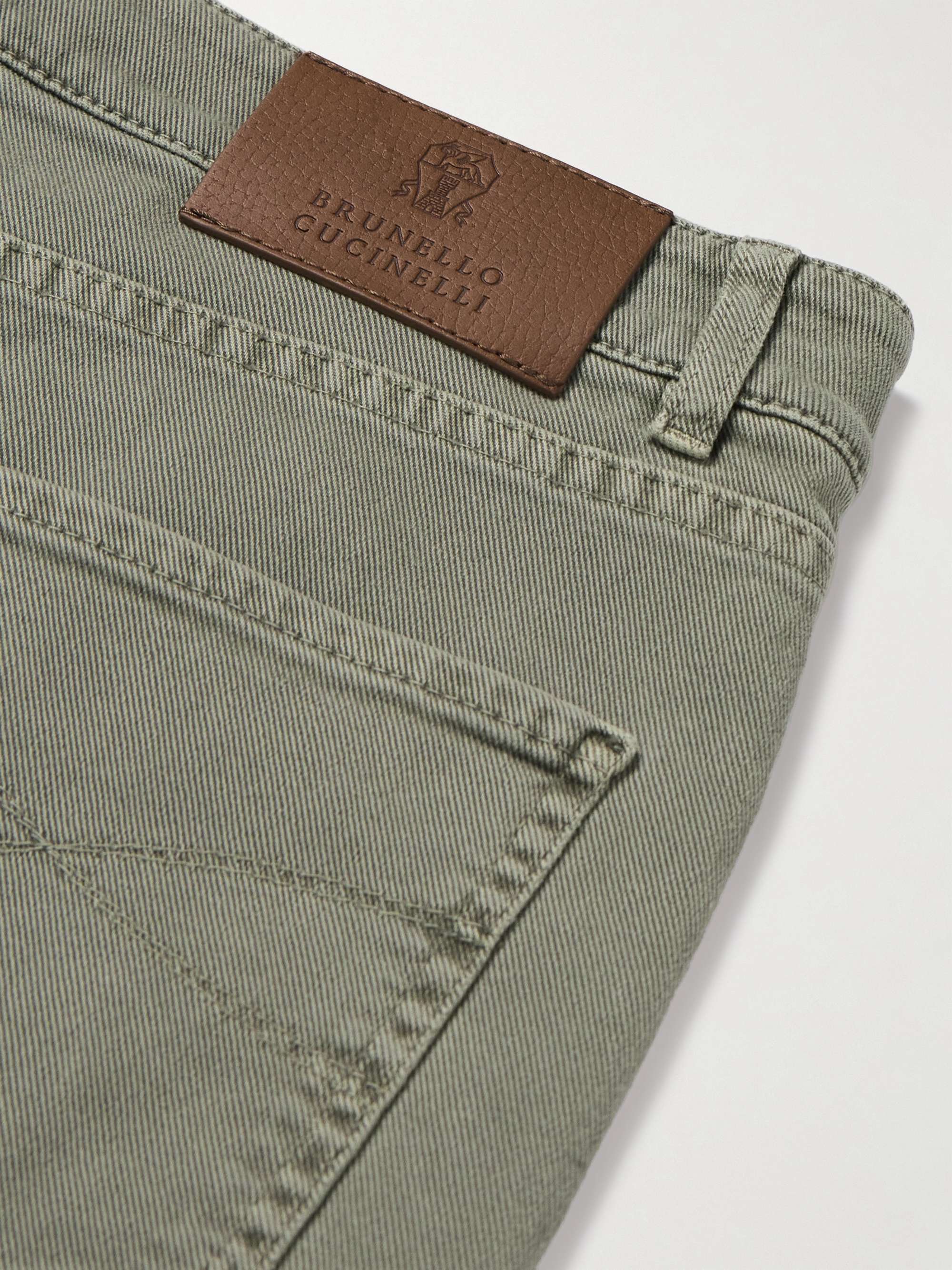 BRUNELLO CUCINELLI Tapered Garment-Dyed Stretch-Cotton Trousers