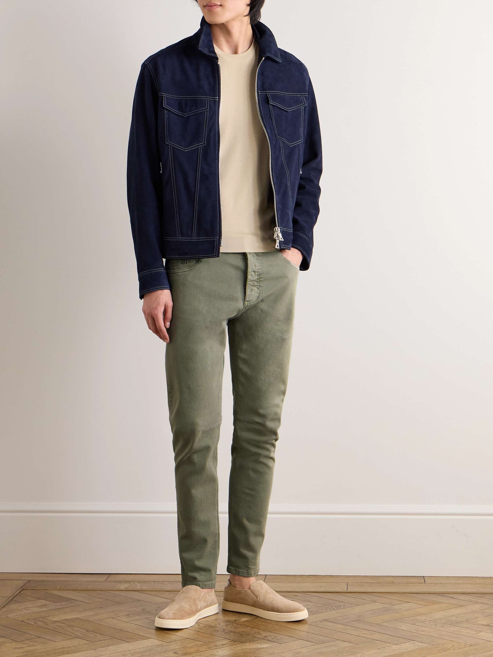BRUNELLO CUCINELLI Tapered Garment-Dyed Stretch-Cotton Trousers for Men ...