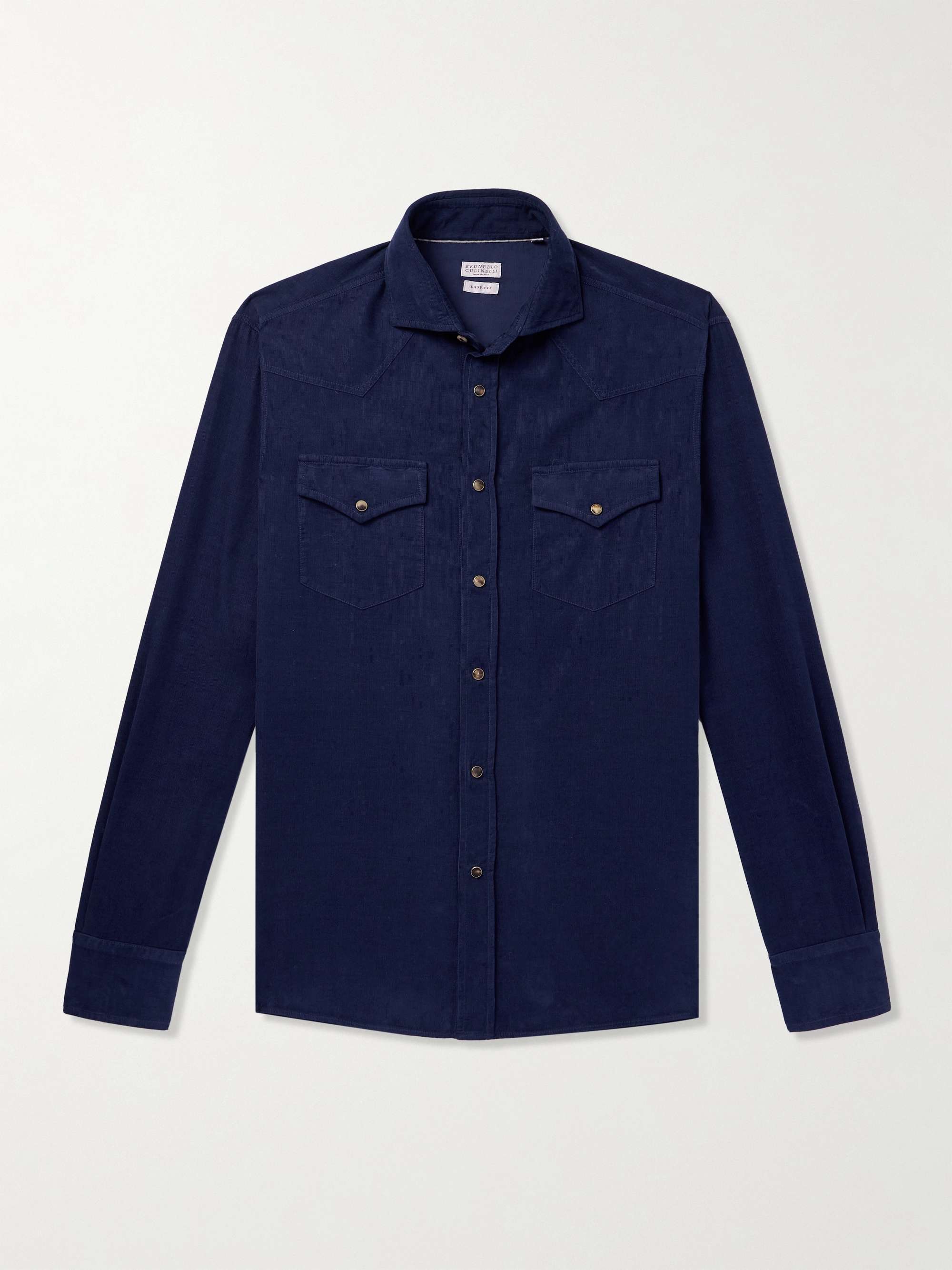 Cutaway Collar Cotton Corduroy Western Shirt
