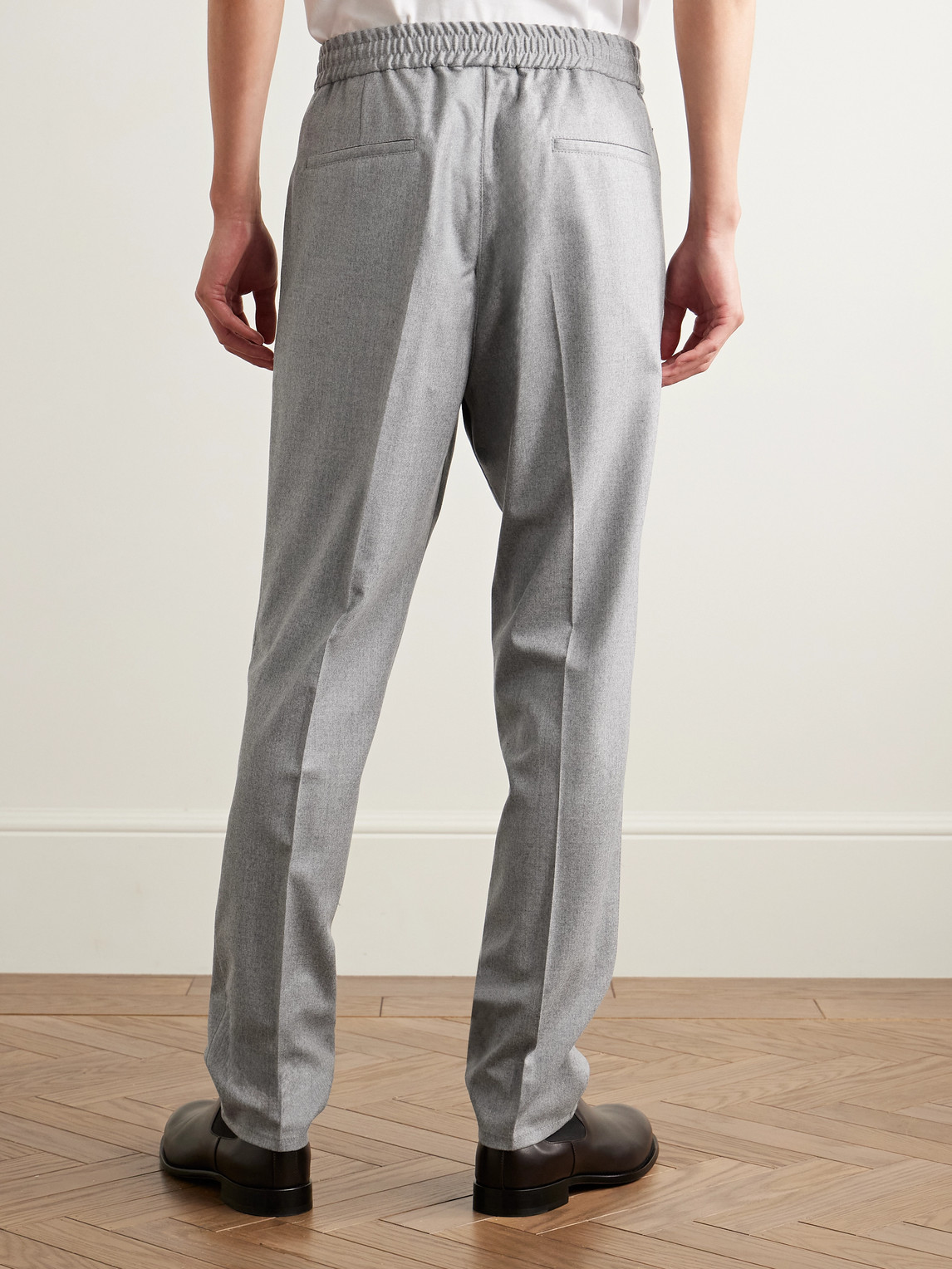 Brunello Cucinelli Pleated Drawstring Trousers In Gray