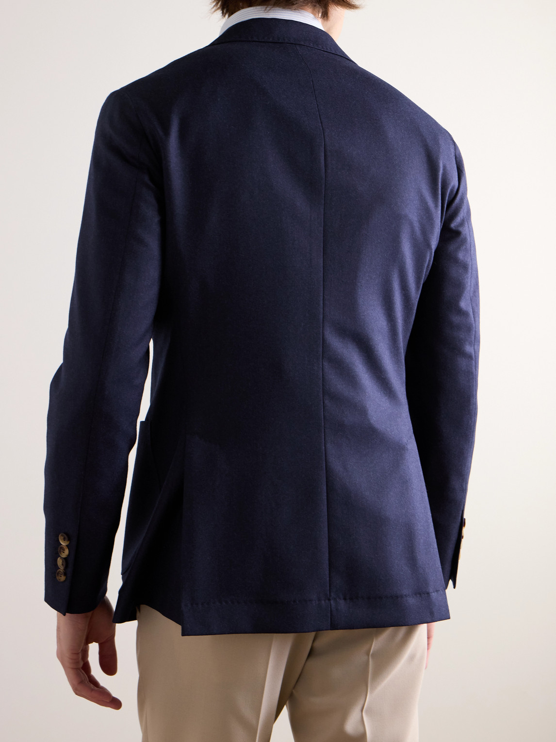 Shop Brunello Cucinelli Unstructured Virgin Wool-flannel Blazer In Blue