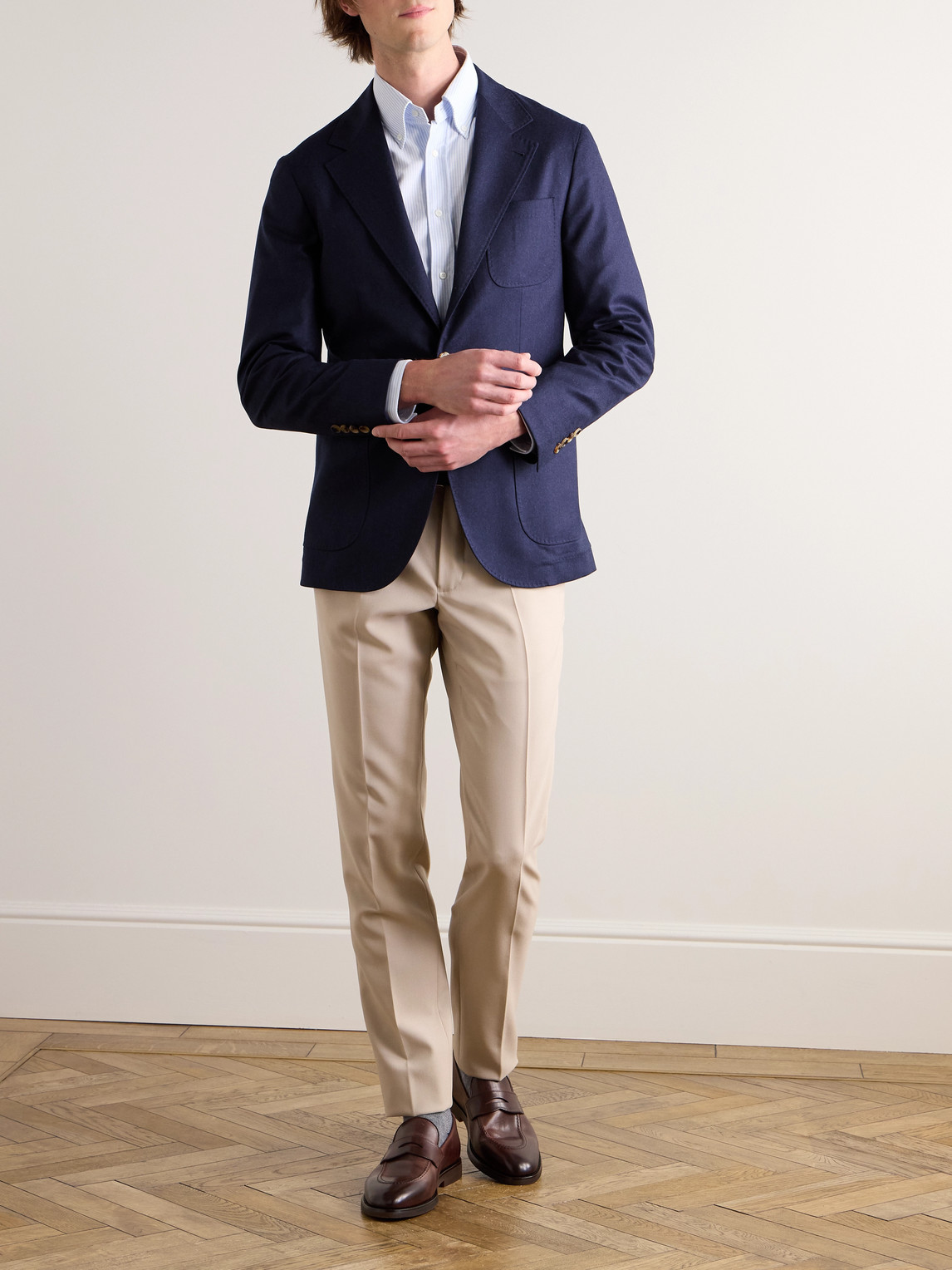 BRUNELLO CUCINELLI UNSTRUCTURED VIRGIN WOOL-FLANNEL BLAZER
