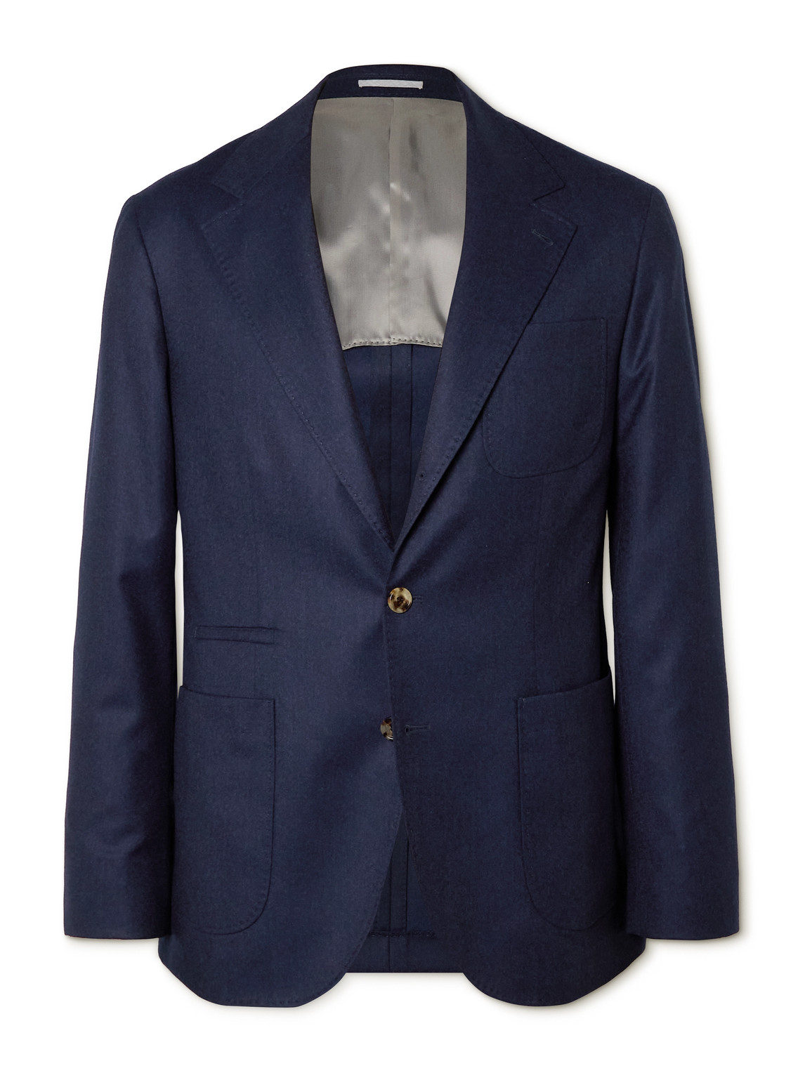 Brunello Cucinelli Unstructured Virgin Wool-flannel Blazer In Blue