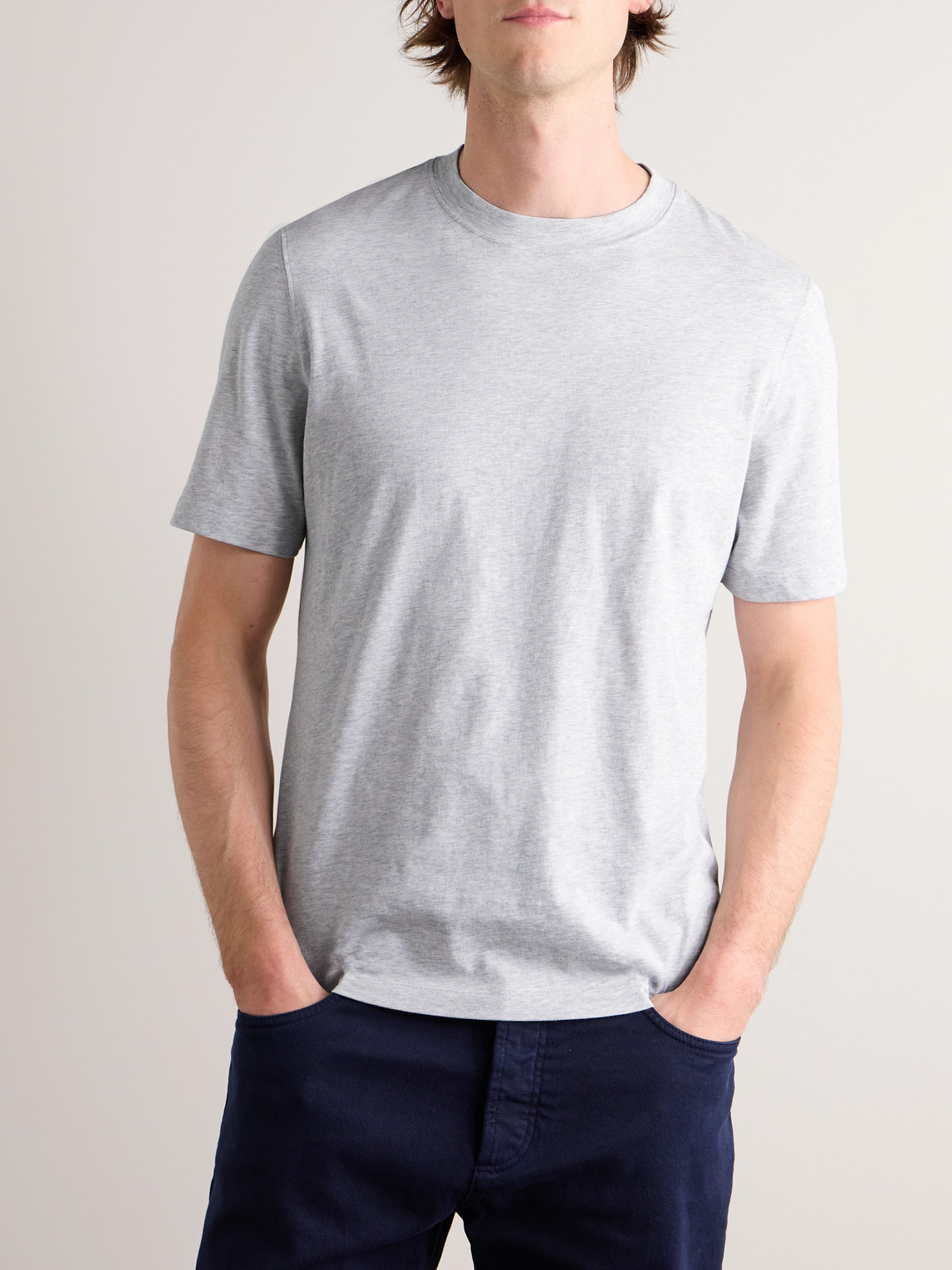 Brunello Cucinelli Cotton-jersey T-shirt In Gray