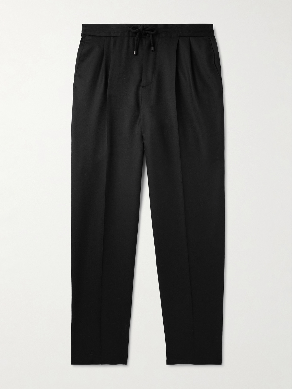 Brunello Cucinelli Tapered Pleated Virgin Wool-Flannel Drawstring Trousers - Men