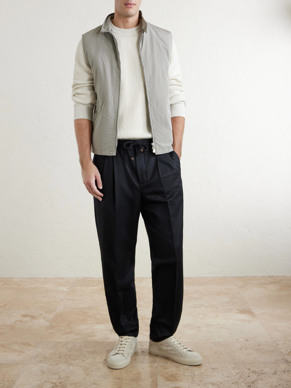 Tapered Pleated Virgin Wool-Flannel Drawstring Trousers — 2