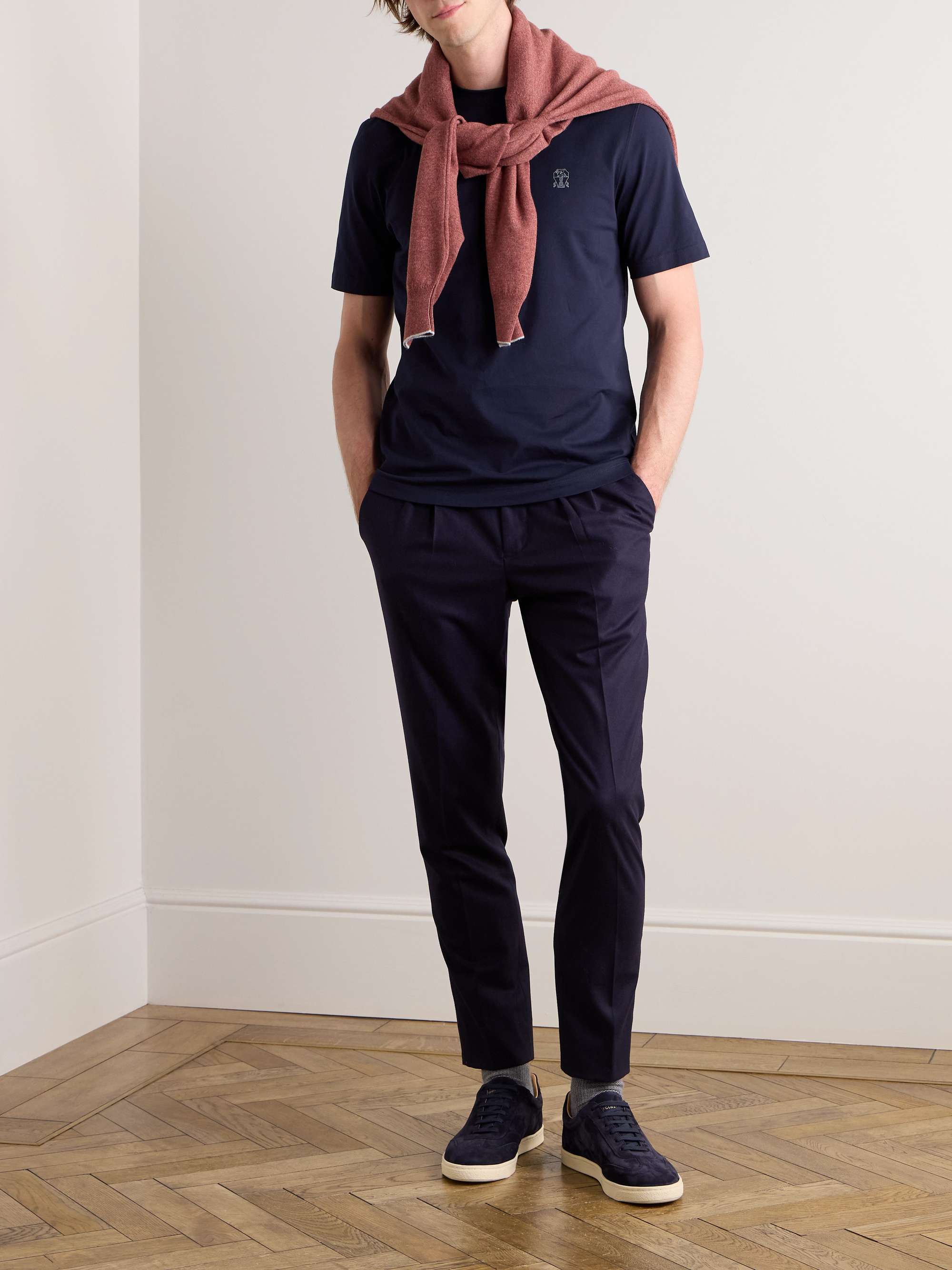 BRUNELLO CUCINELLI Striped Cotton, Cashmere and Silk-Blend