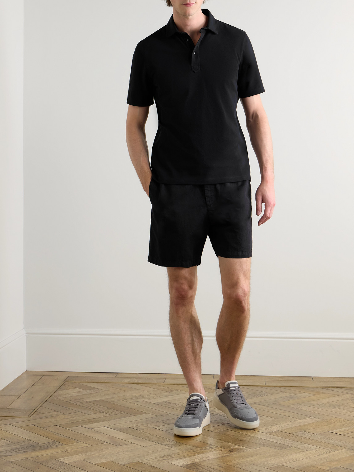 Brunello Cucinelli Layered-effect Polo Shirt In Black