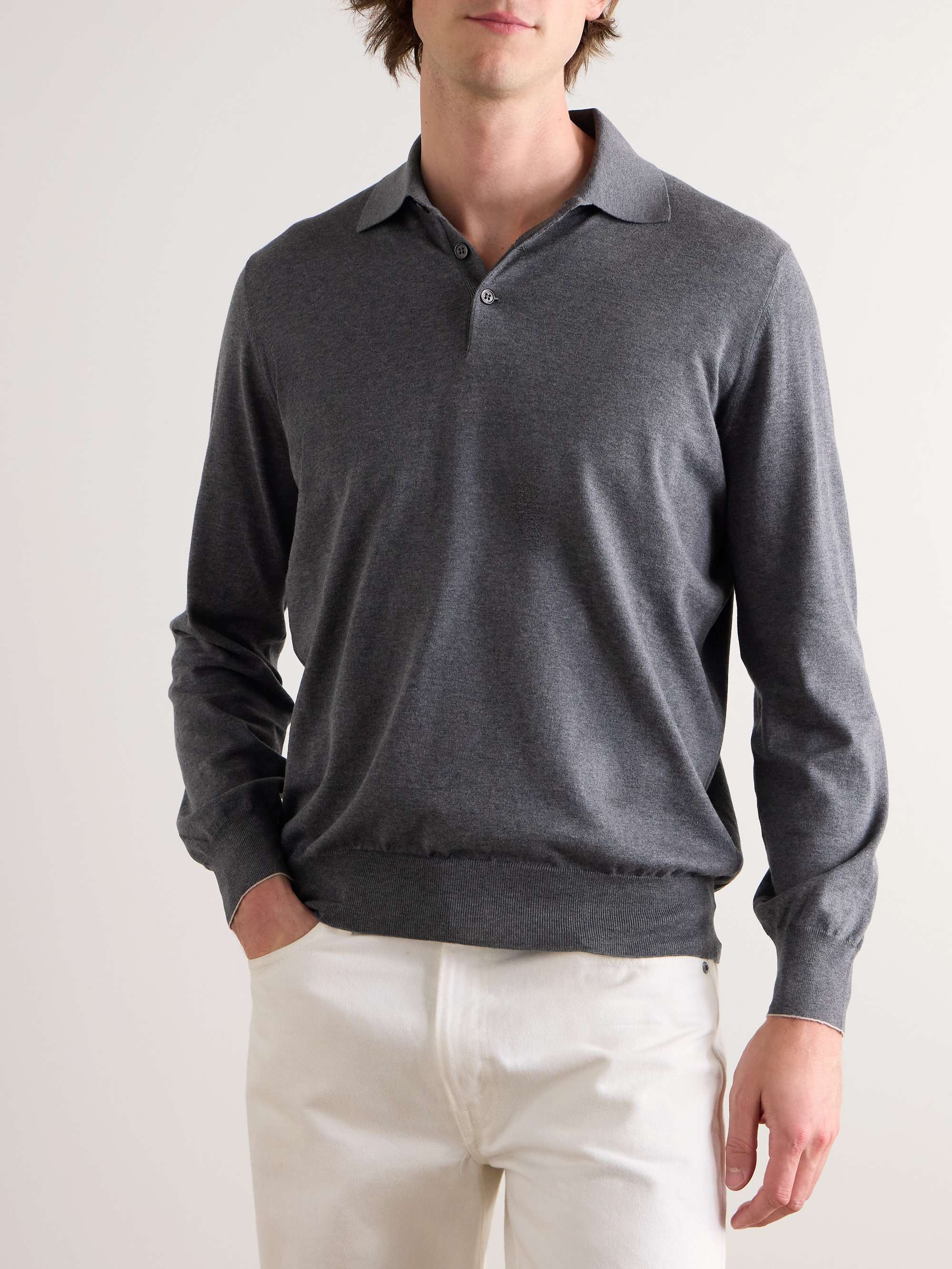 BRUNELLO CUCINELLI Knitted Cotton Polo Shirt