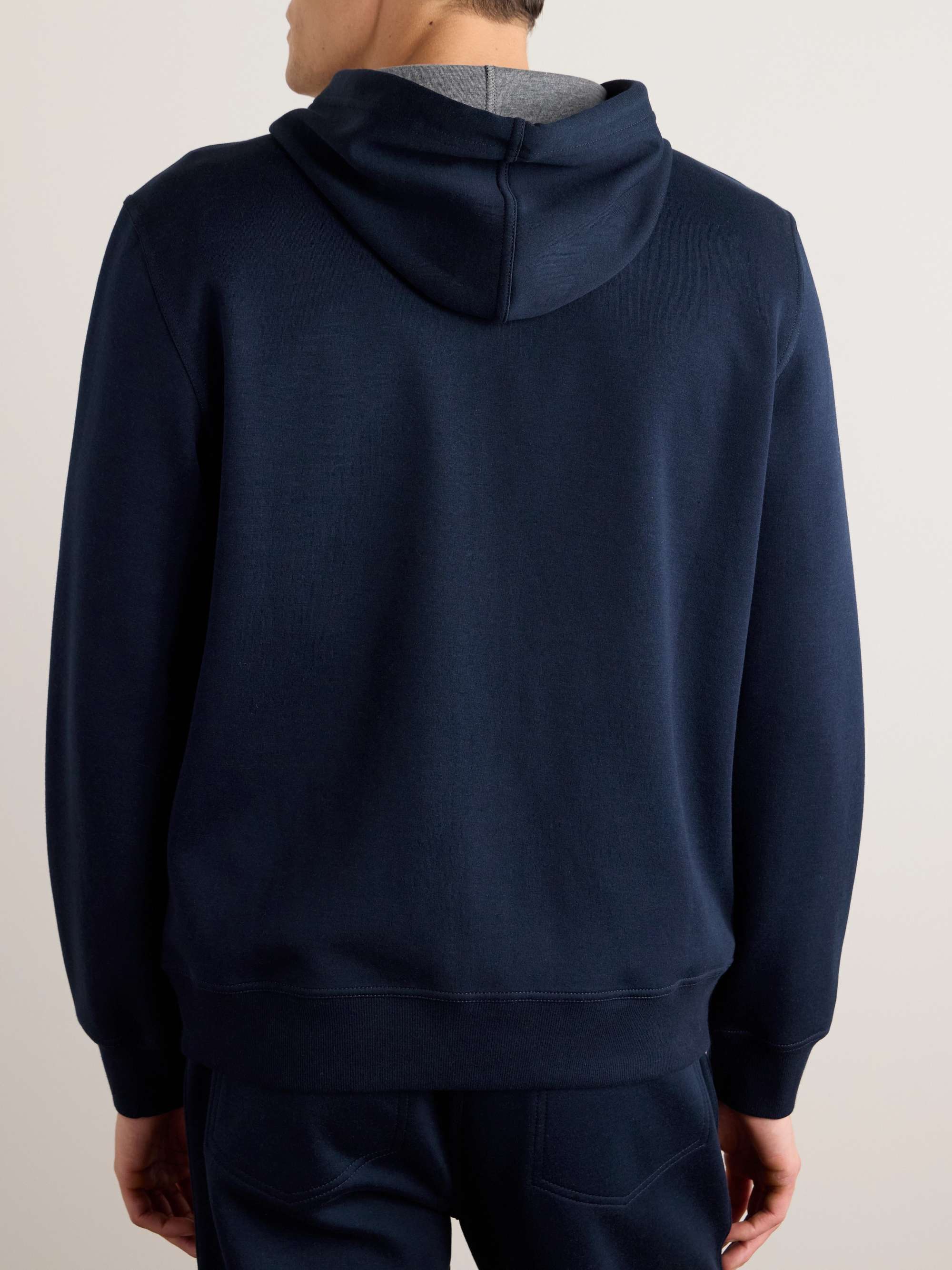 Black Cotton-Blend Jersey Zip-Up Hoodie | BRUNELLO CUCINELLI