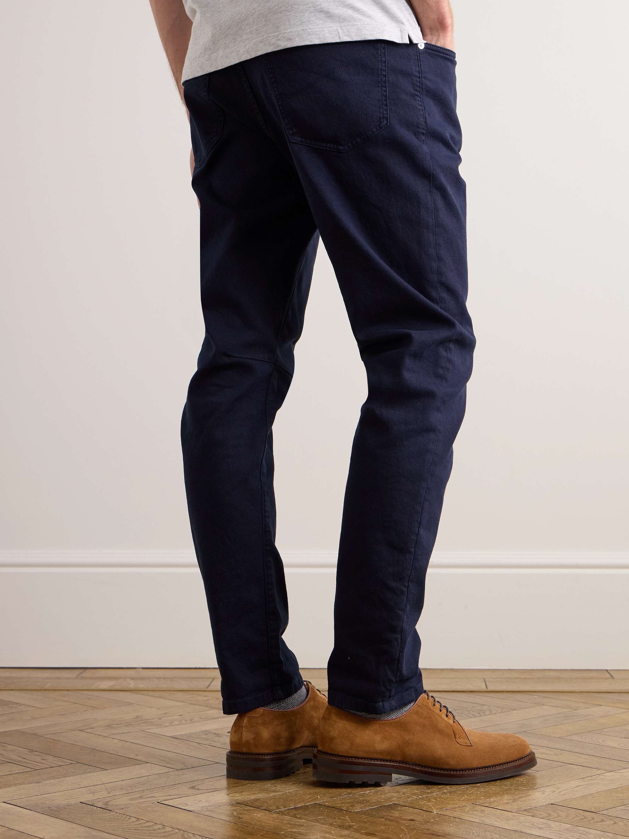 BRUNELLO CUCINELLI Tapered Garment-Dyed Stretch-Cotton Trousers