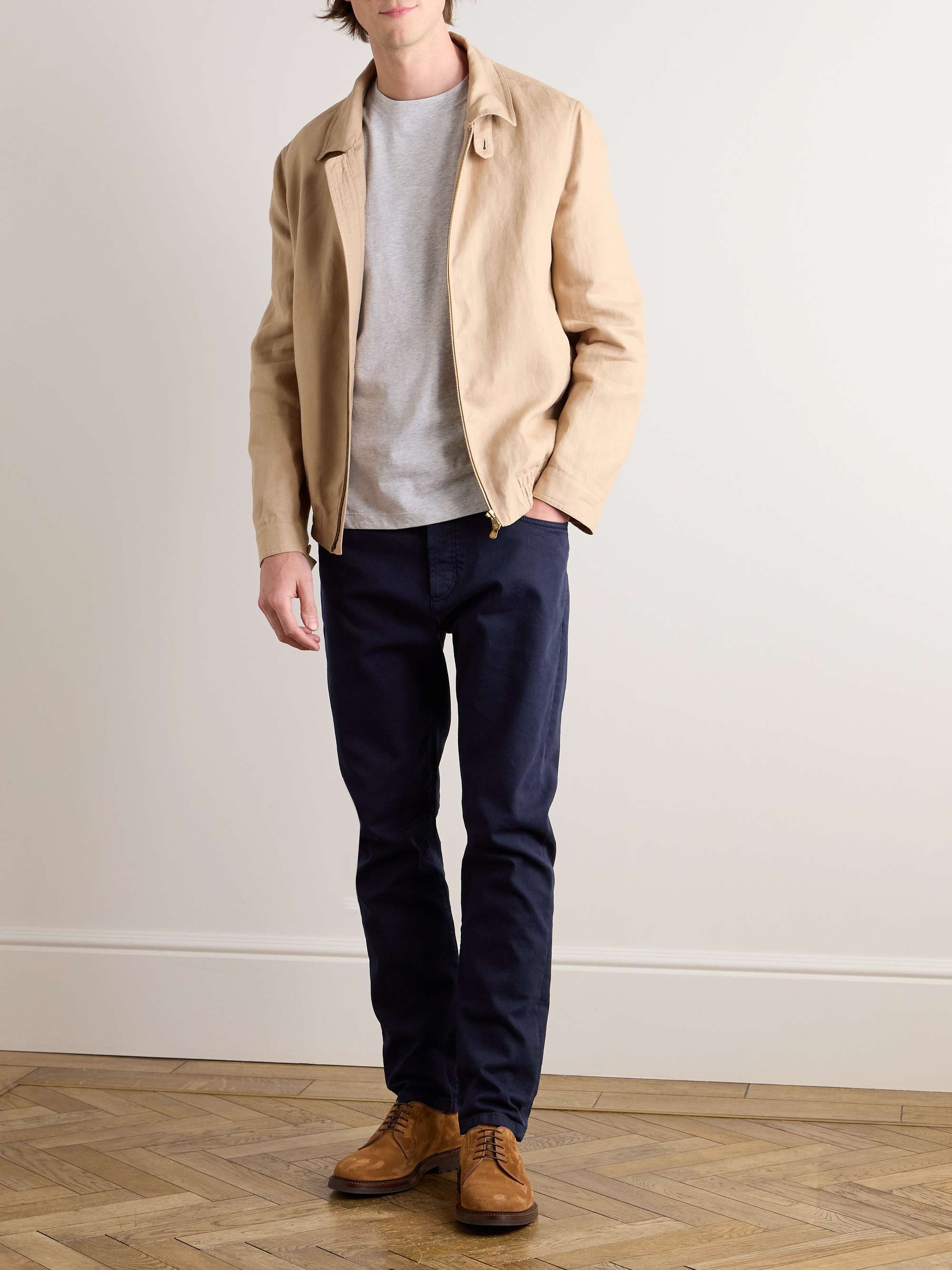 BRUNELLO CUCINELLI Tapered Garment-Dyed Stretch-Cotton Trousers for Men ...