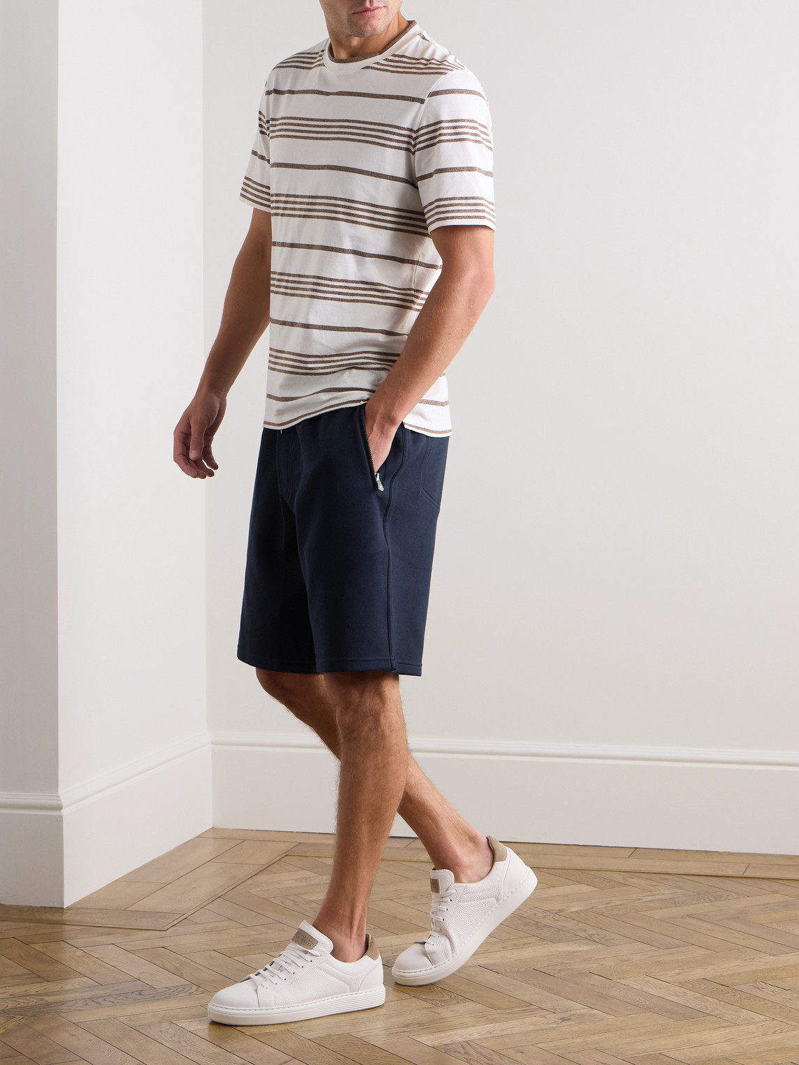 Straight-Leg Cotton-Blend Jersey Drawstring Shorts — 2