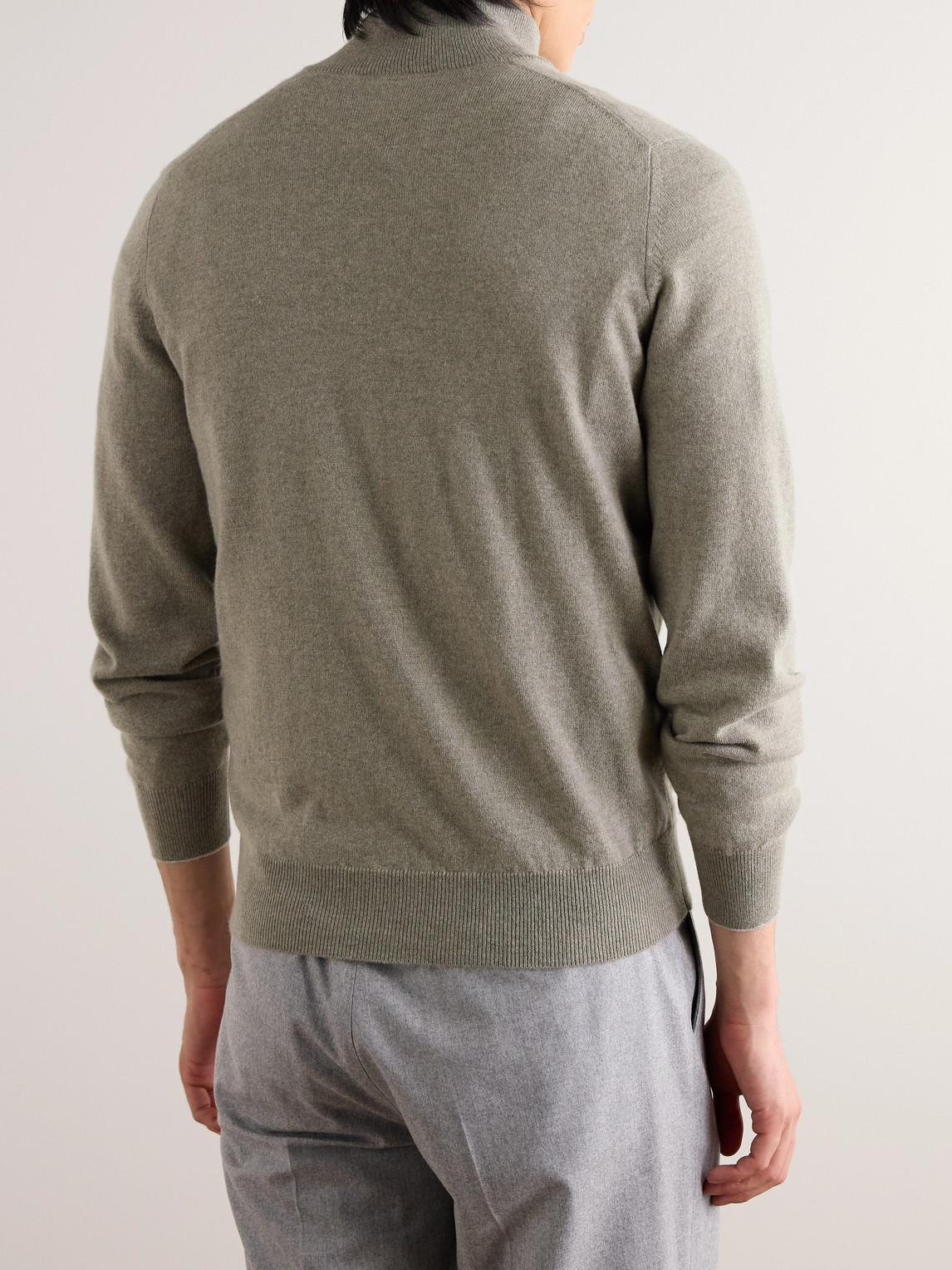 Brunello Cucinelli Cashmere Half-zip Sweater In Green