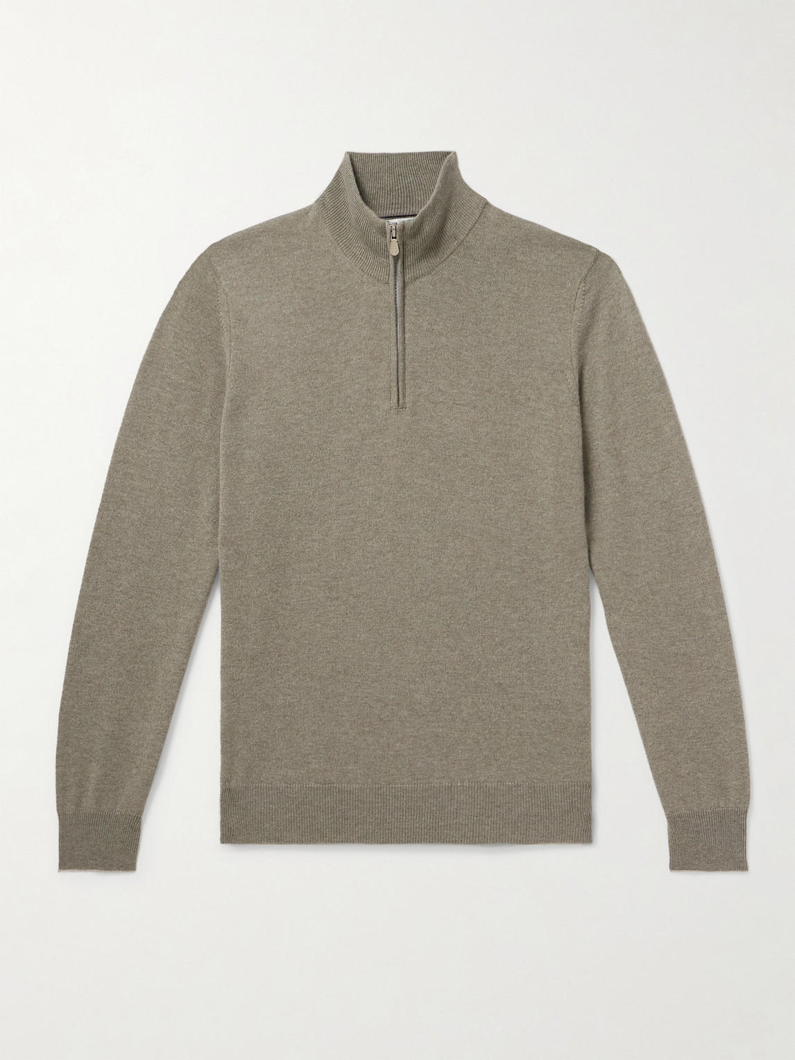 Brunello Cucinelli Cashmere Half-zip Sweater In Green