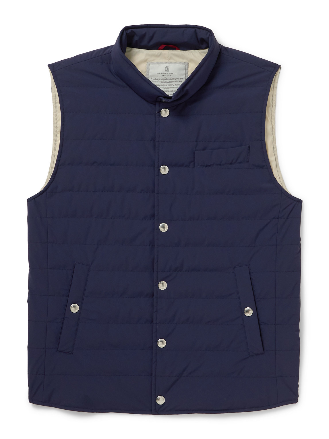 Brunello Cucinelli Quilted Shell Down Gilet In Blue