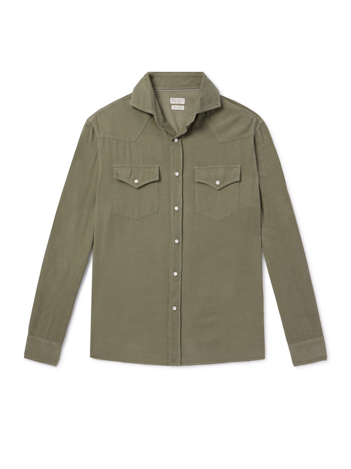 Brunello Cucinelli Cotton-needlecord Western Shirt In Green
