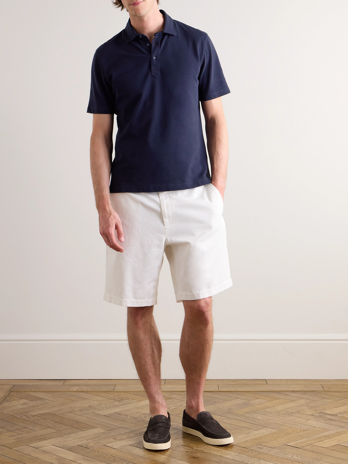 Brunello Cucinelli Classic S/s Cotton Polo In Blue