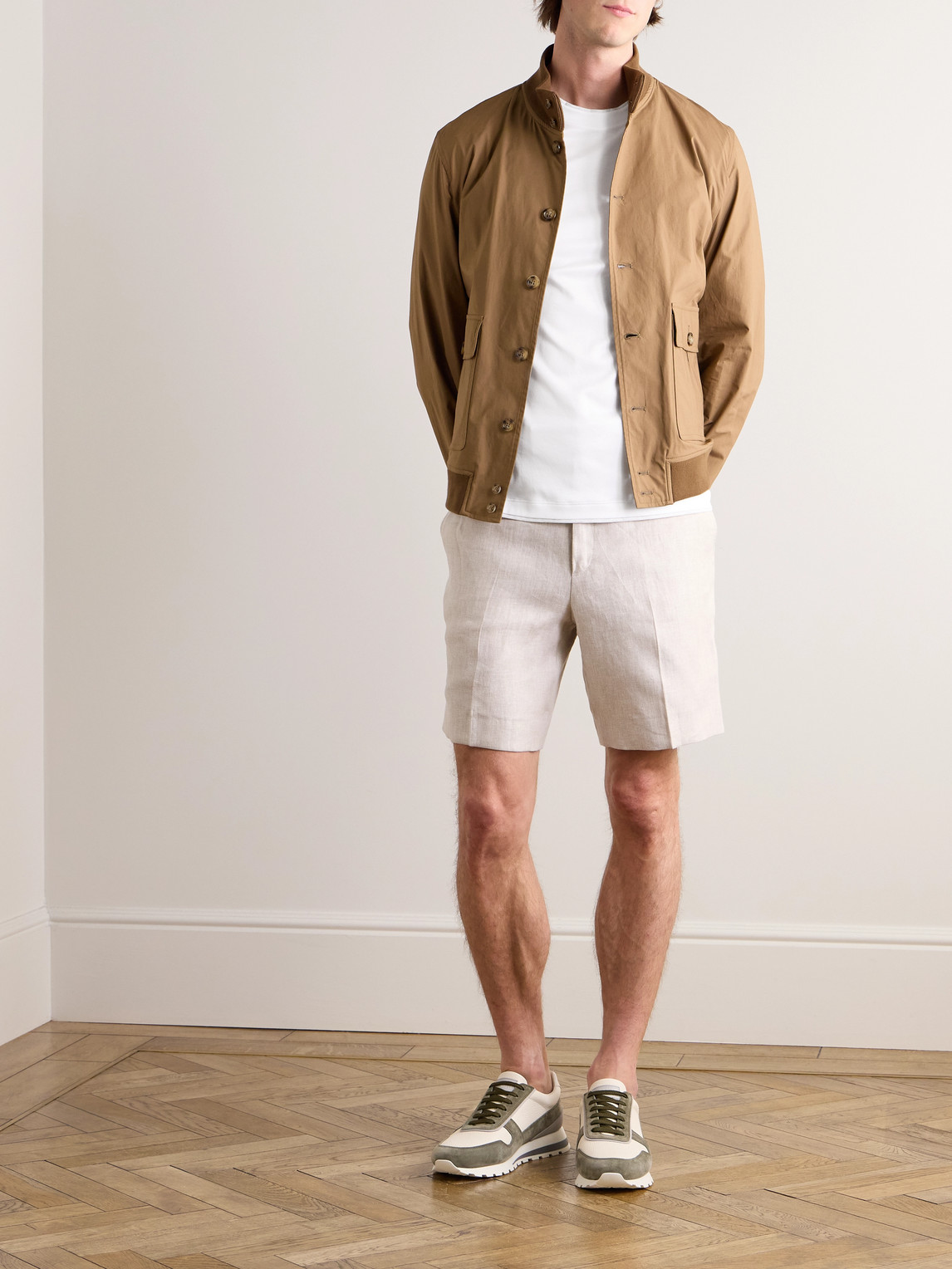 Brunello Cucinelli Mock-neck Cotton-jersey T-shirt In White