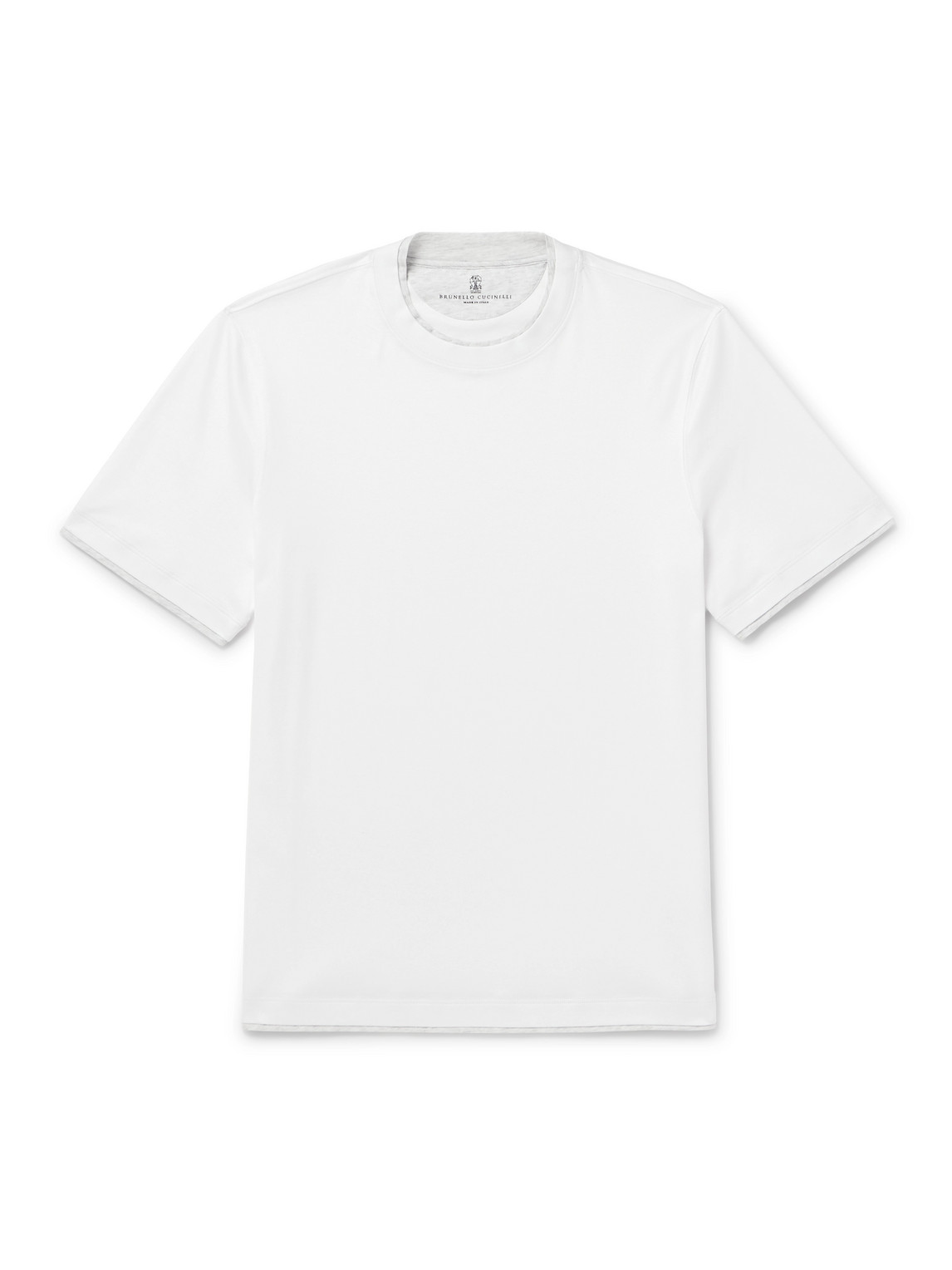 Brunello Cucinelli Mock-neck Cotton-jersey T-shirt In White